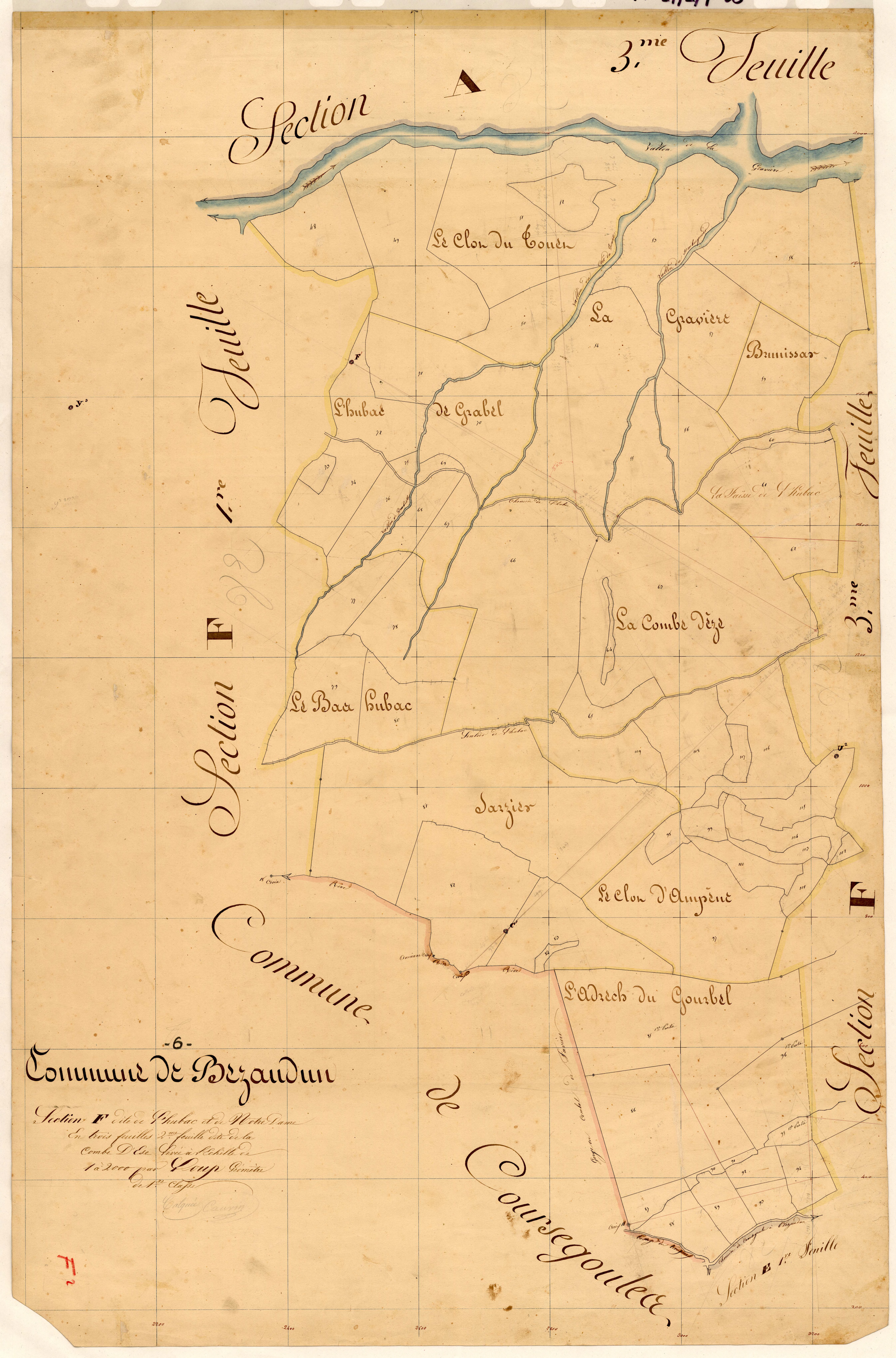 L'Hubac et Notre Dame, la Combe d'Ese. - Plan de section, F2