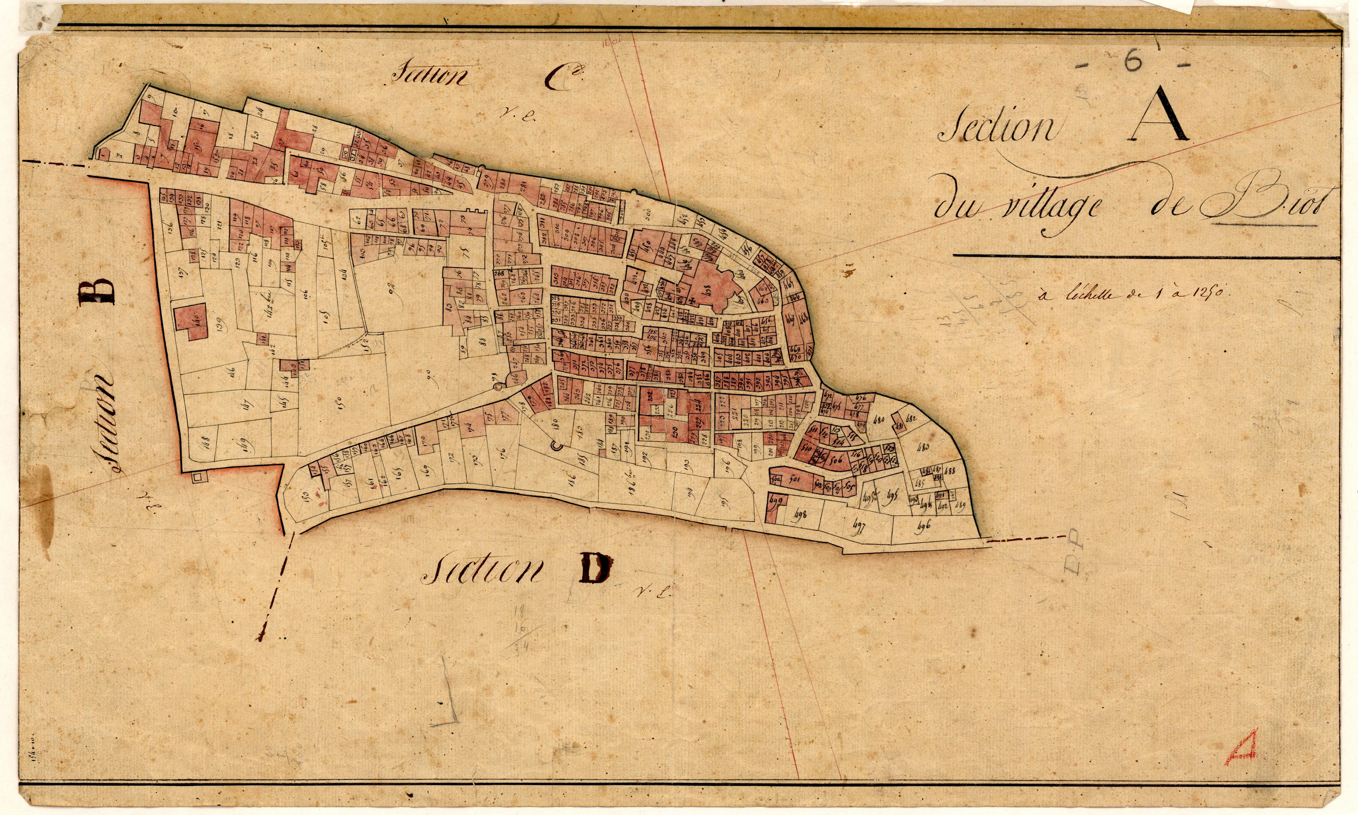 Le Village de Biot. - Plan de section, A