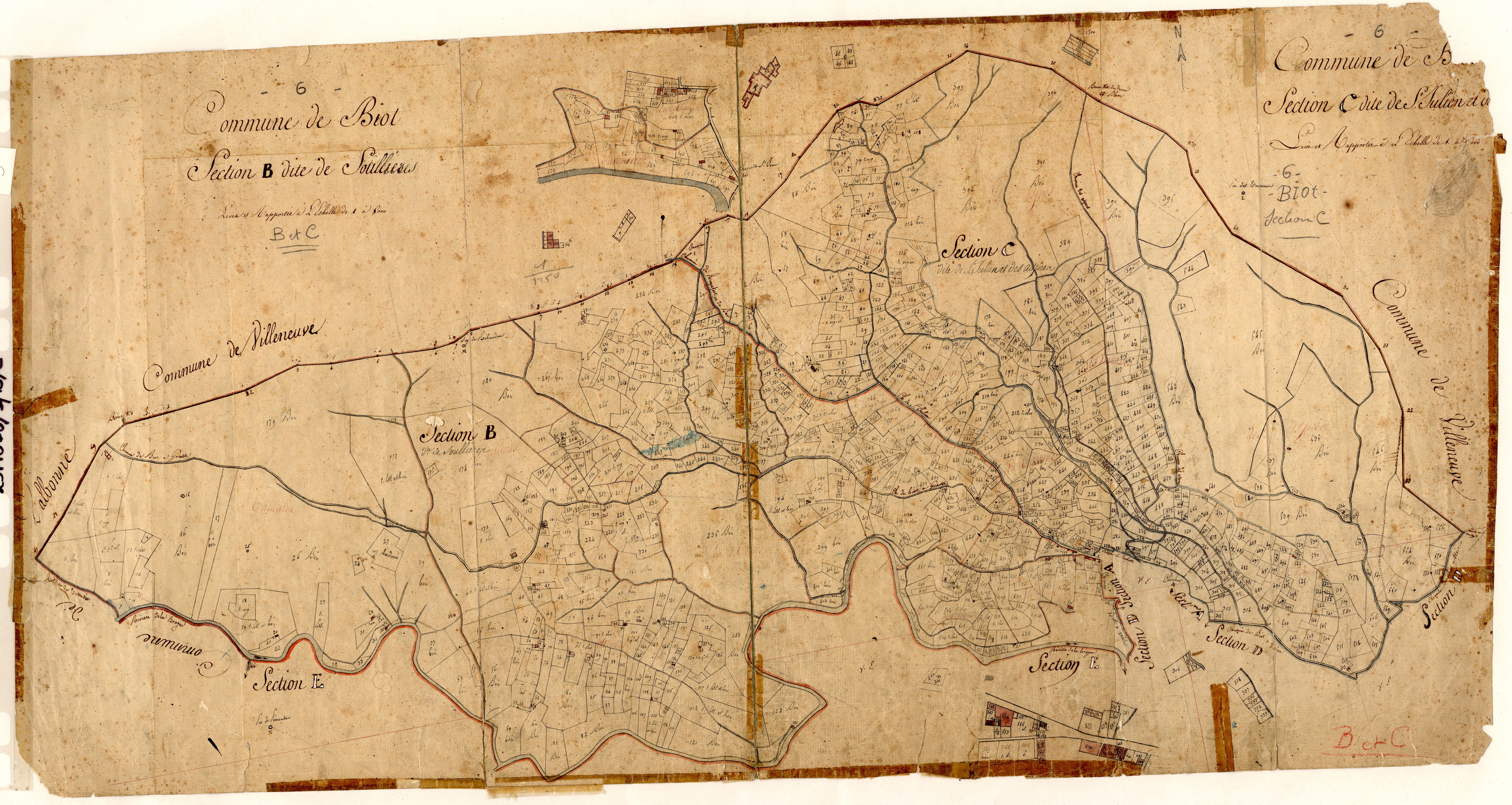 Soullieres (B) / Saint Julien (C). - Plan de section, B/C