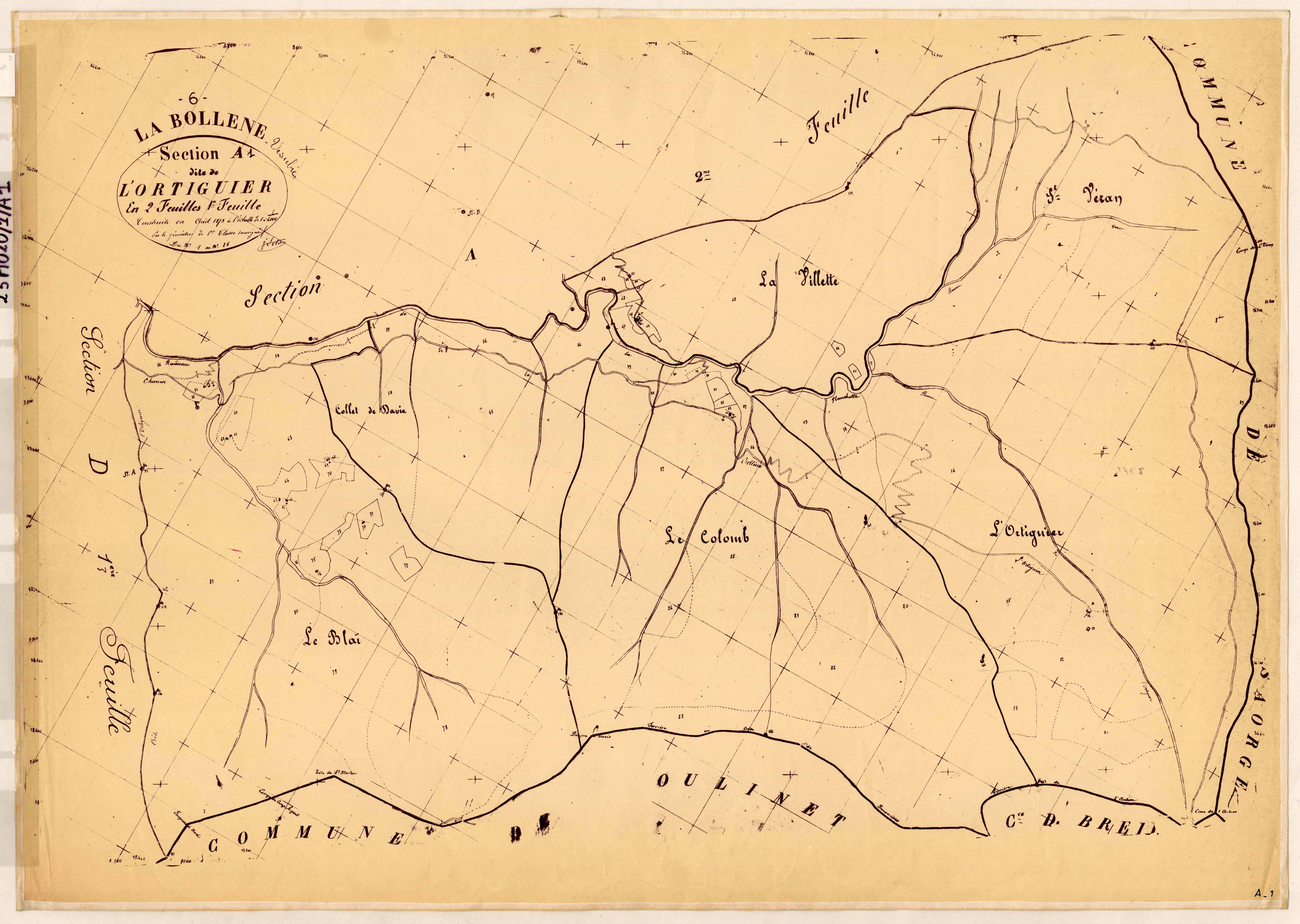 L'Ortiguier. - Plan de section, A1