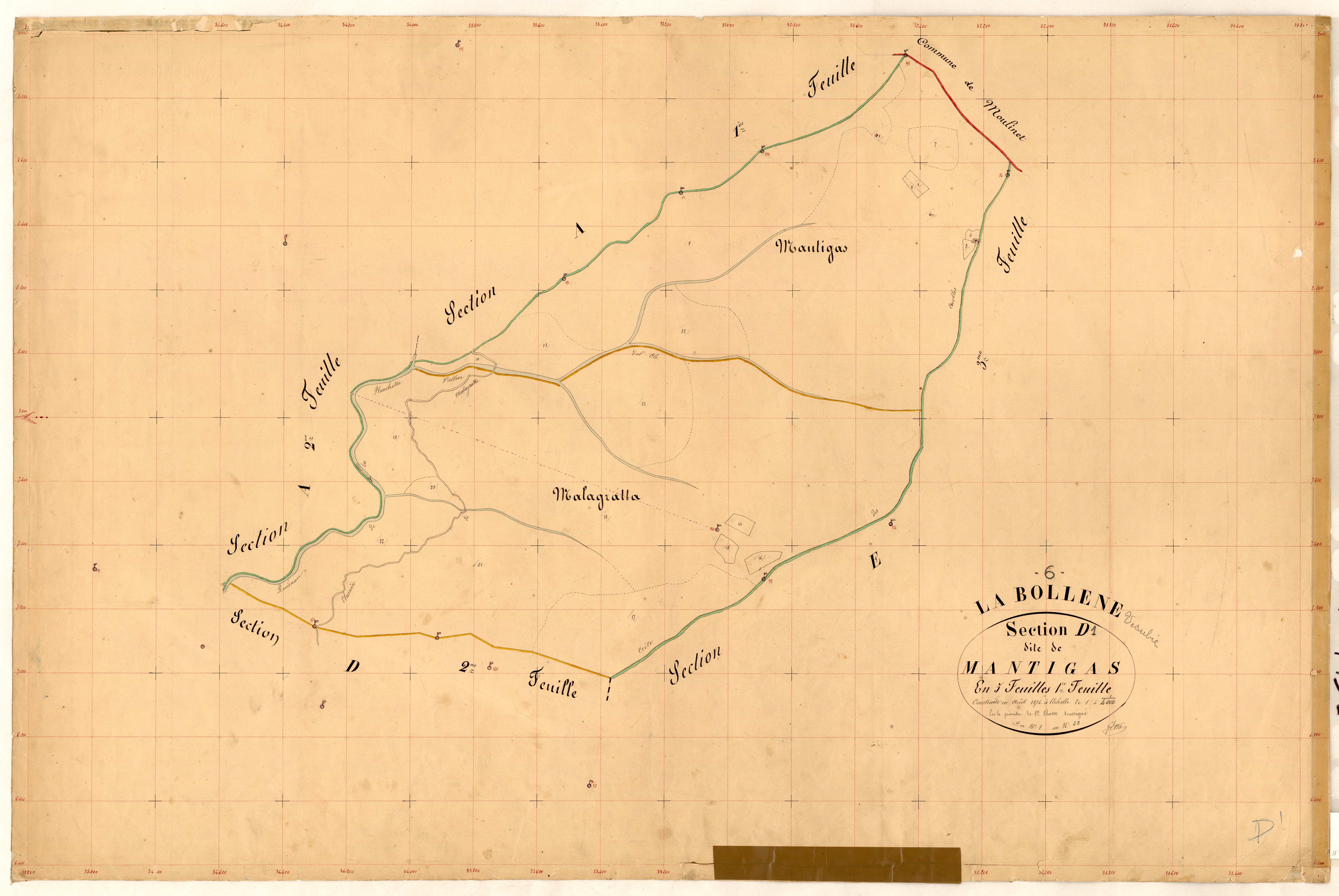 Mantigas. - Plan de section, D1