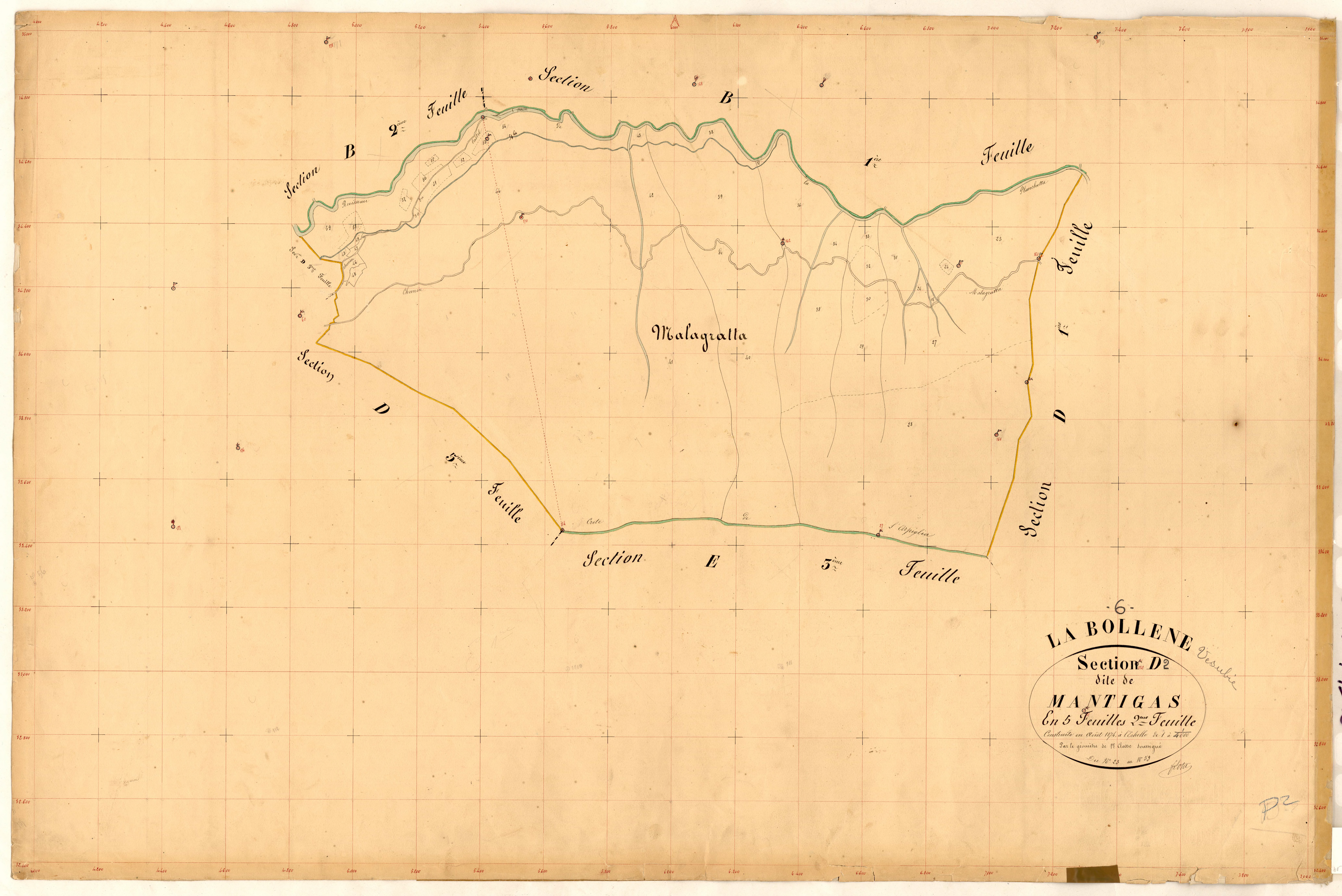 Mantigas. - Plan de section, D2