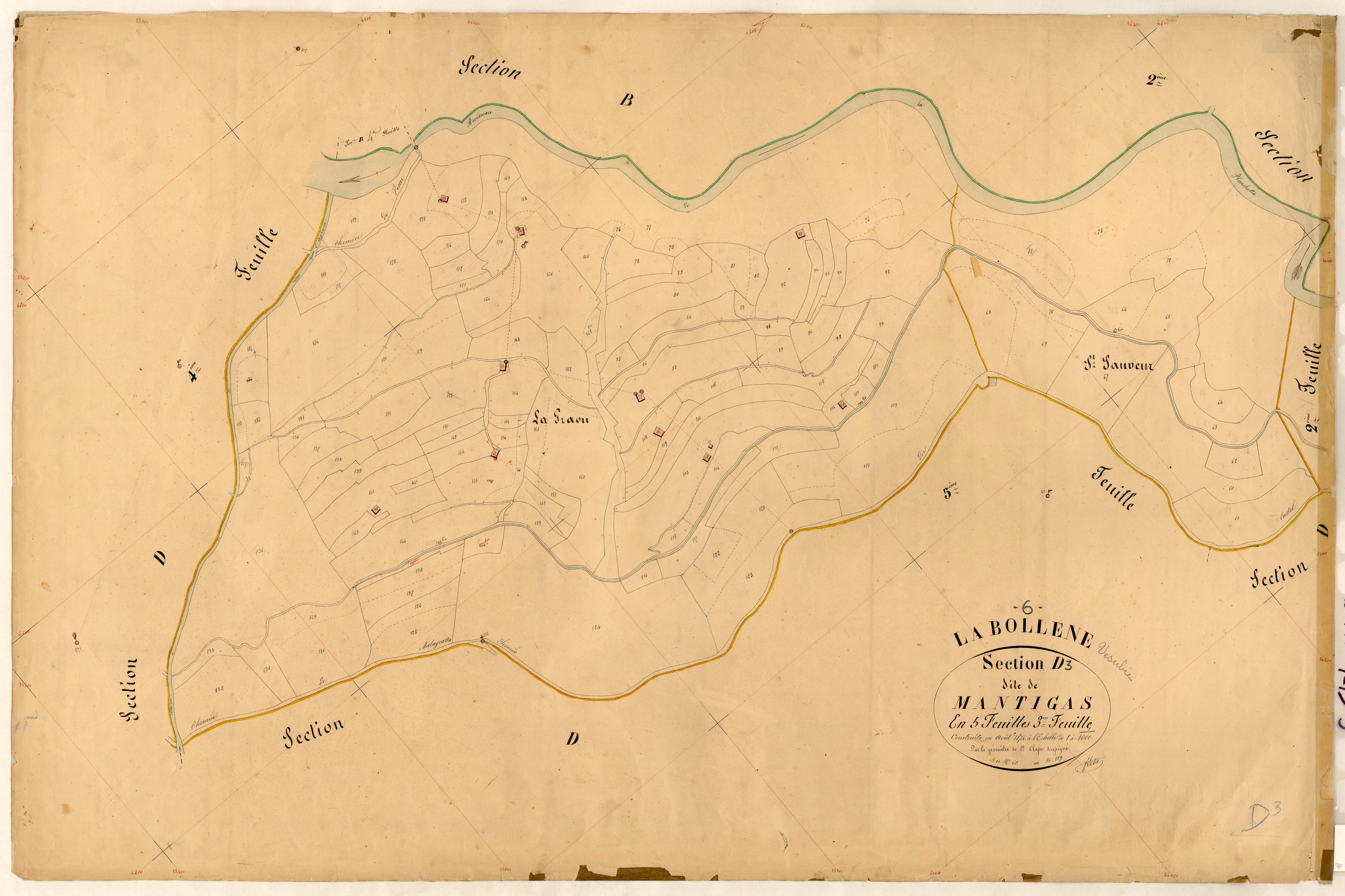 Mantigas. - Plan de section, D3