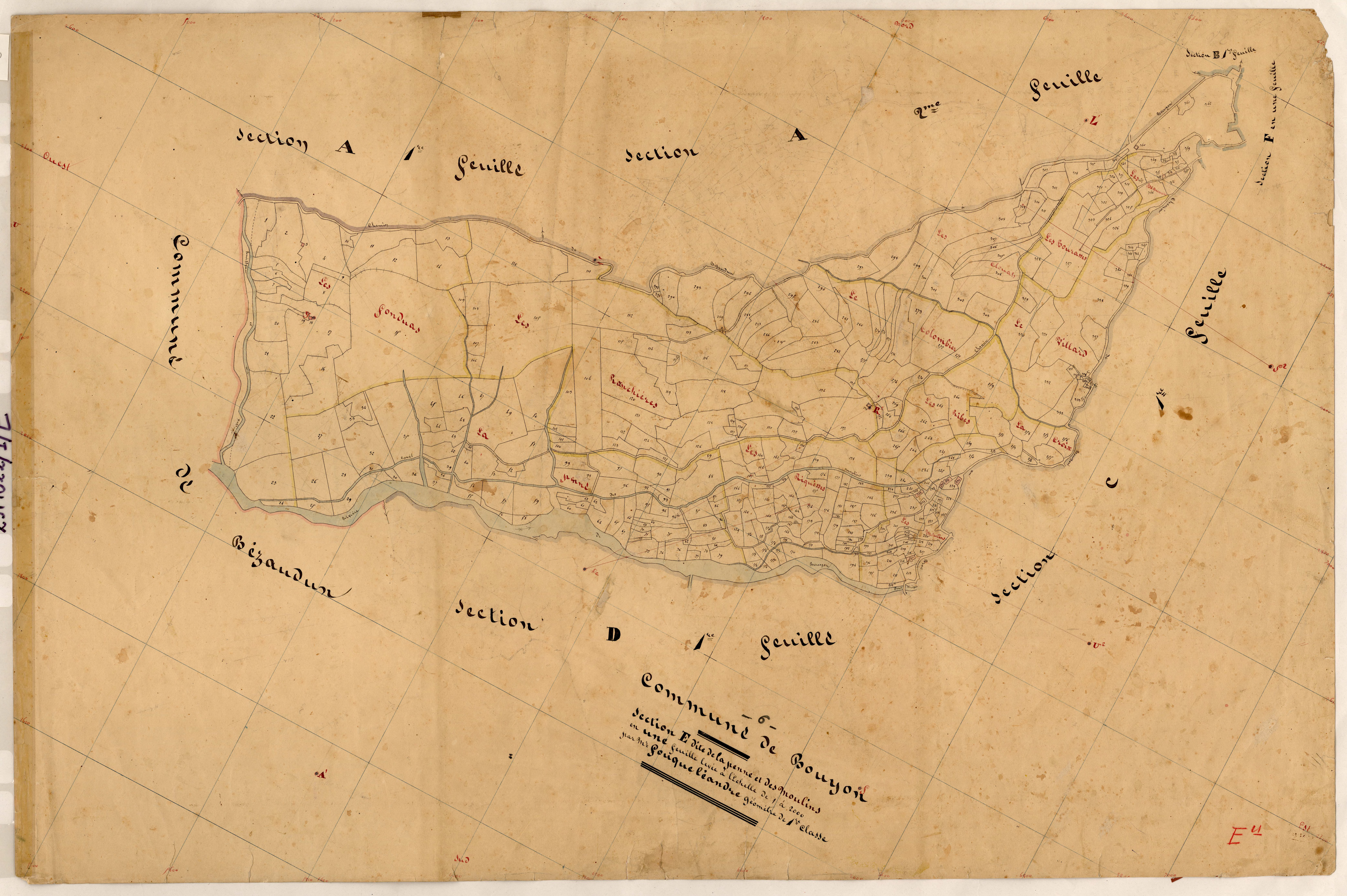 La Penne et les Moulins. - Plan de section, E