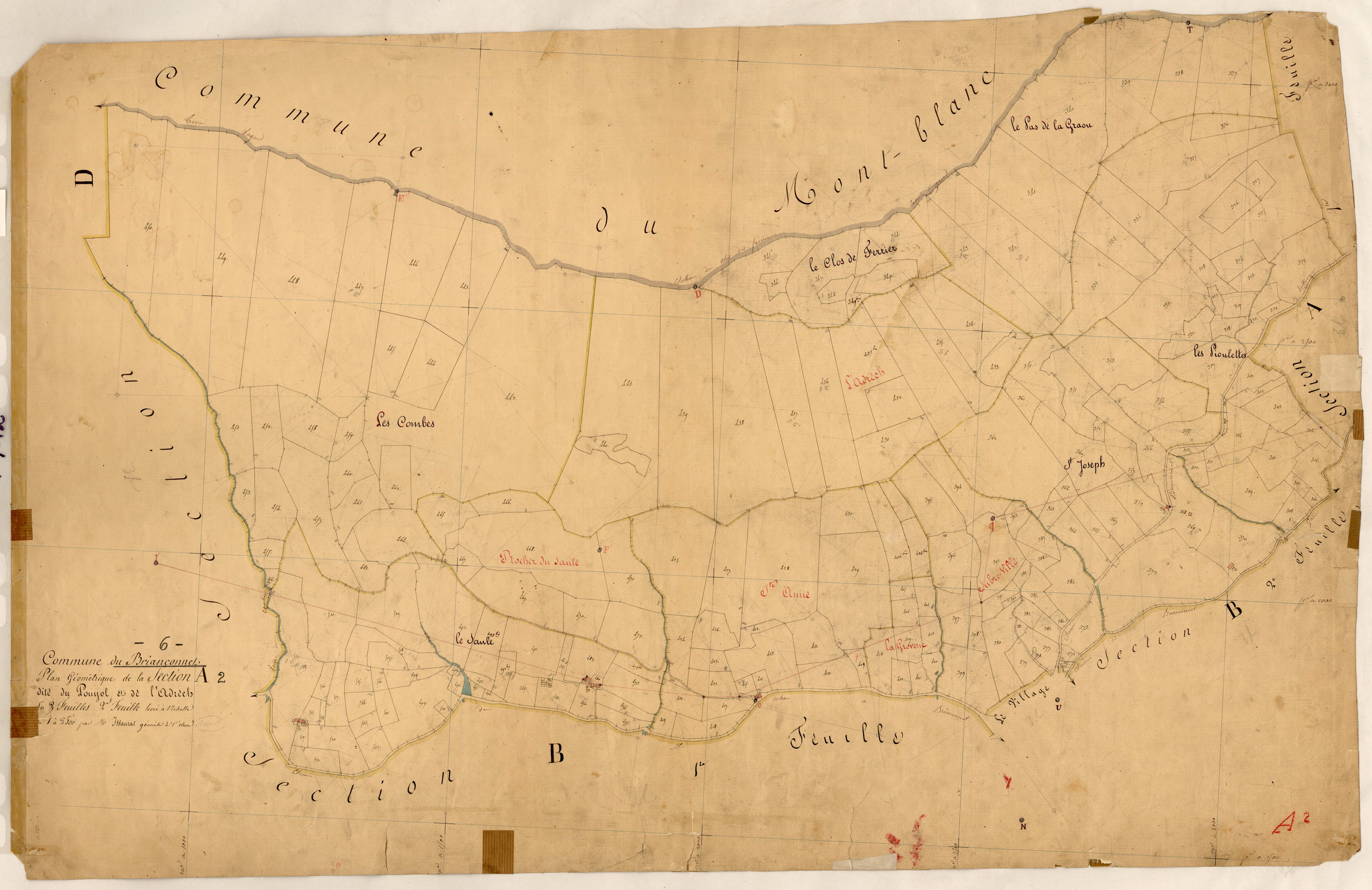 Le Pouyol et l'Adrech. - Plan de section, A2