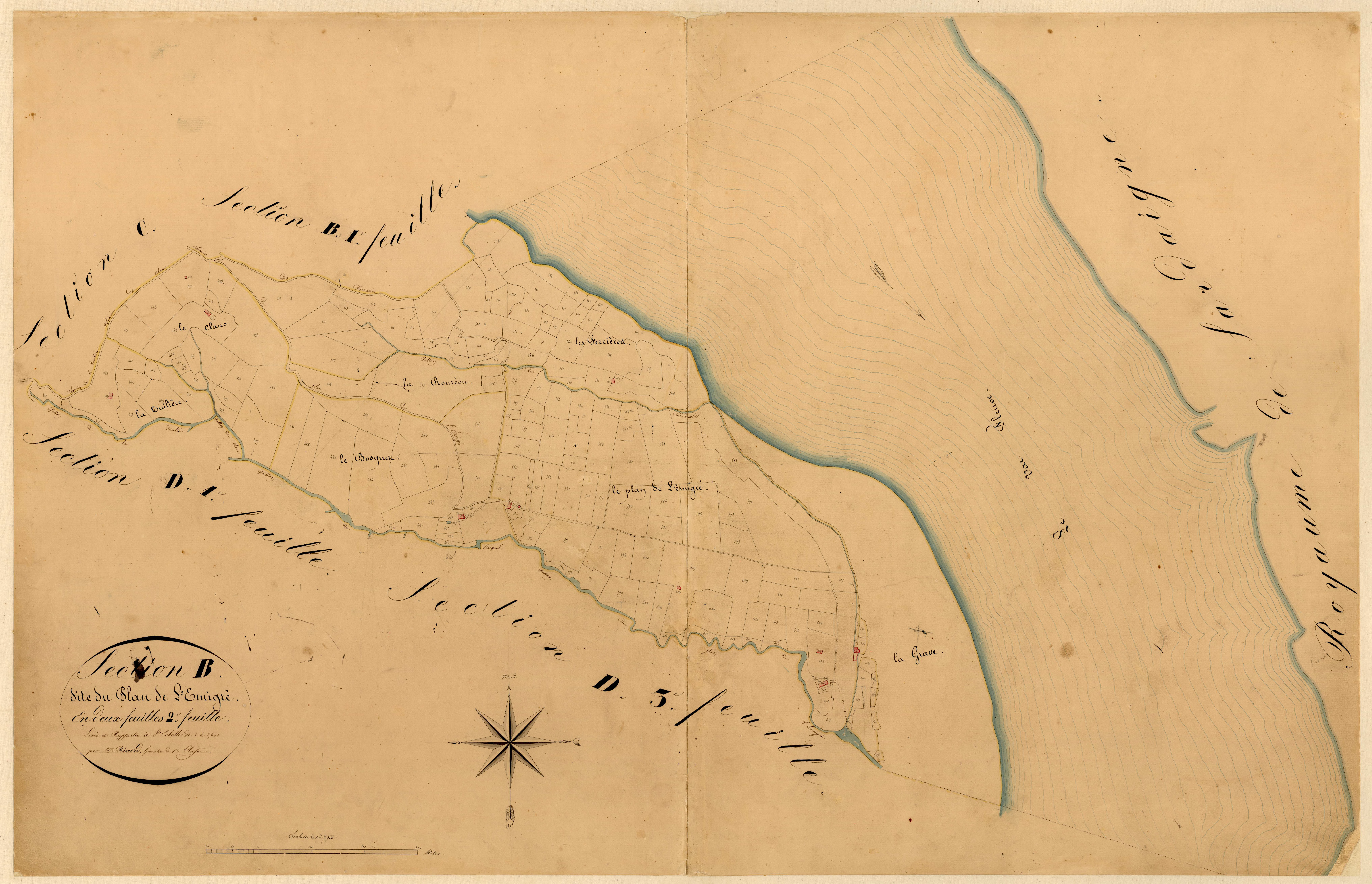 La Gabeirée, le Plan de l'Emigré. - Plan de section, B2