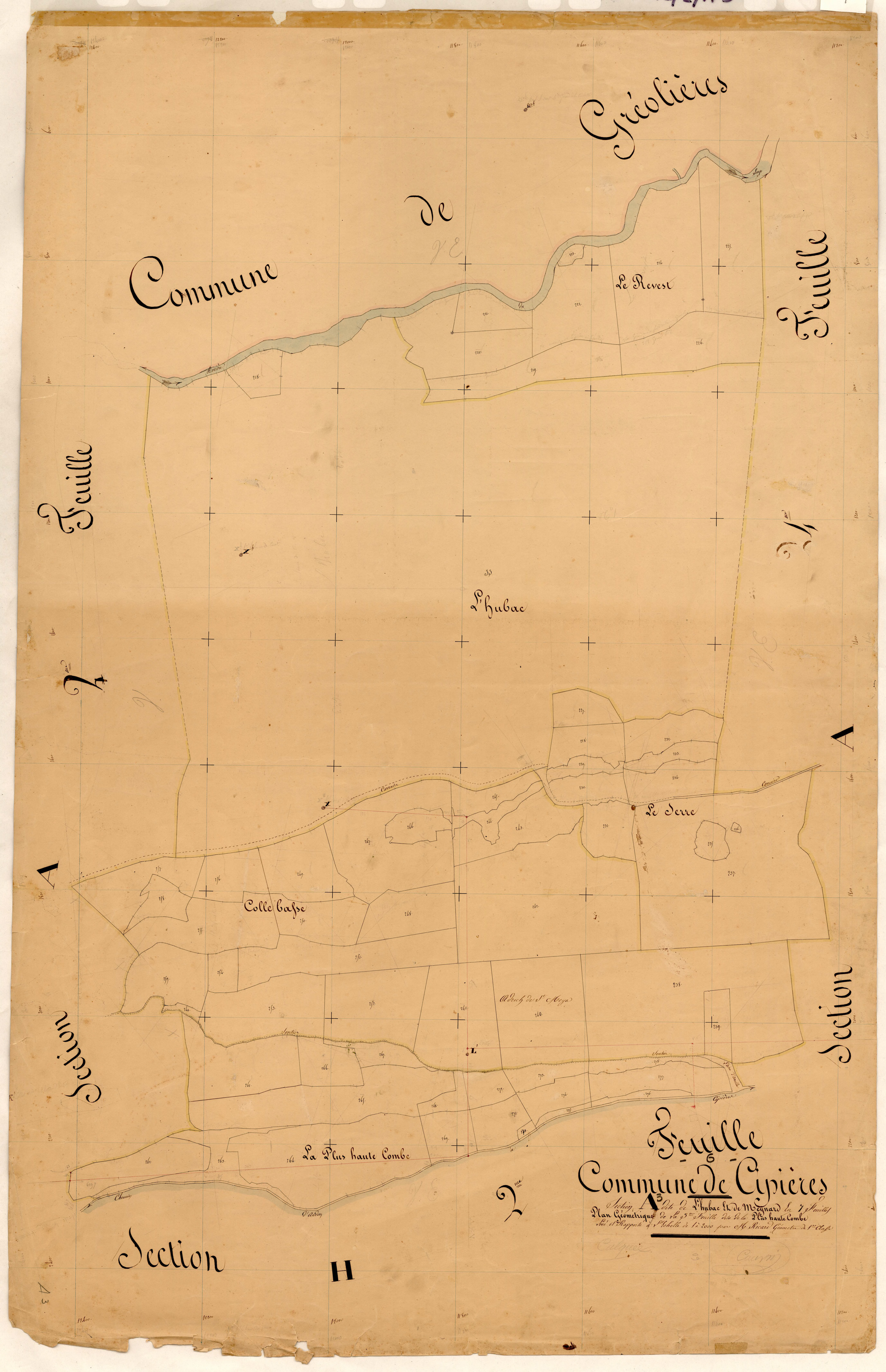 L'Hubac et Meynard, la Plus Haute Combe. - Plan de section, A3