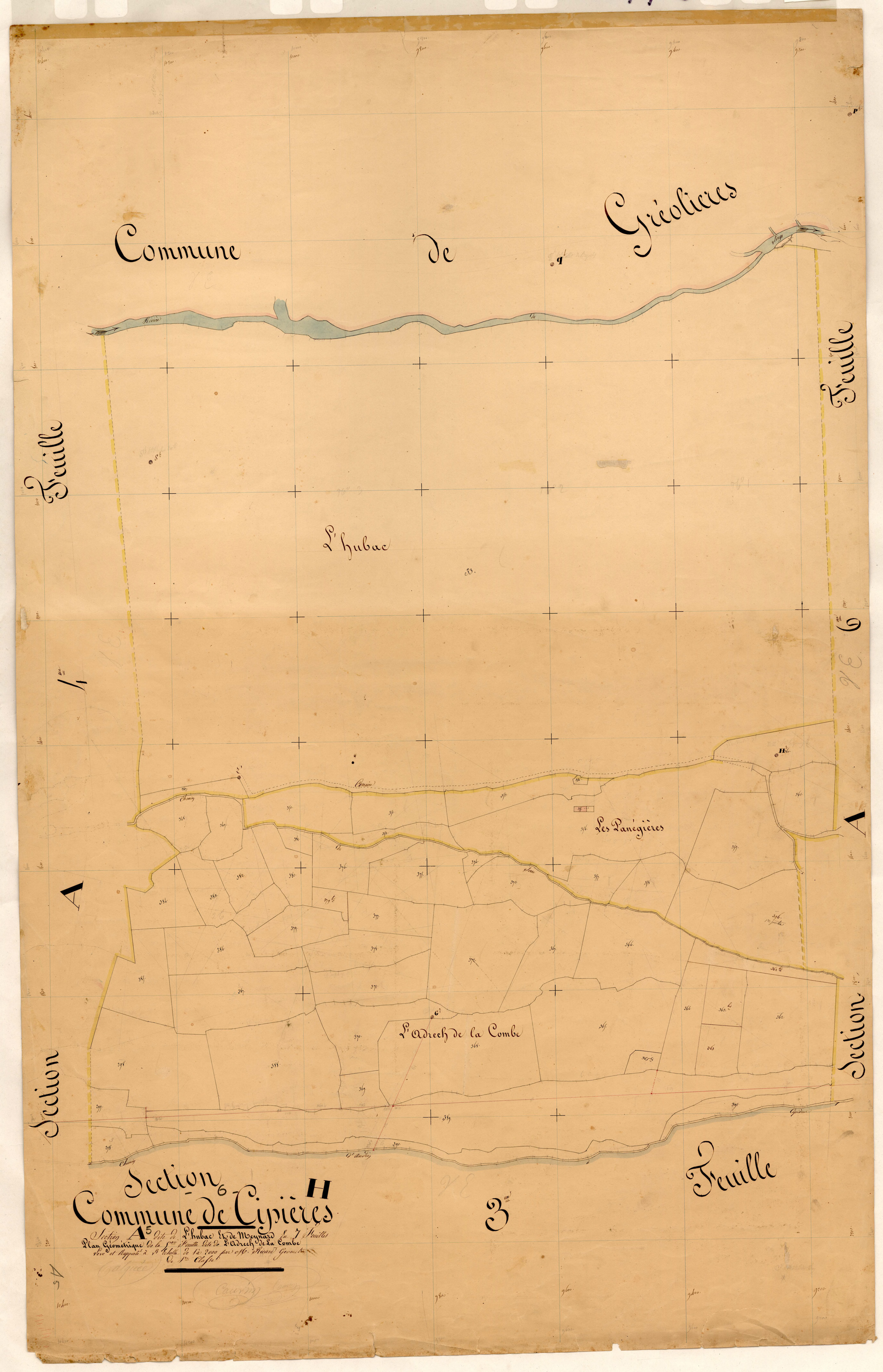 L'Hubac et Meynard, l'Adrech et la Combe. - Plan de section, A5