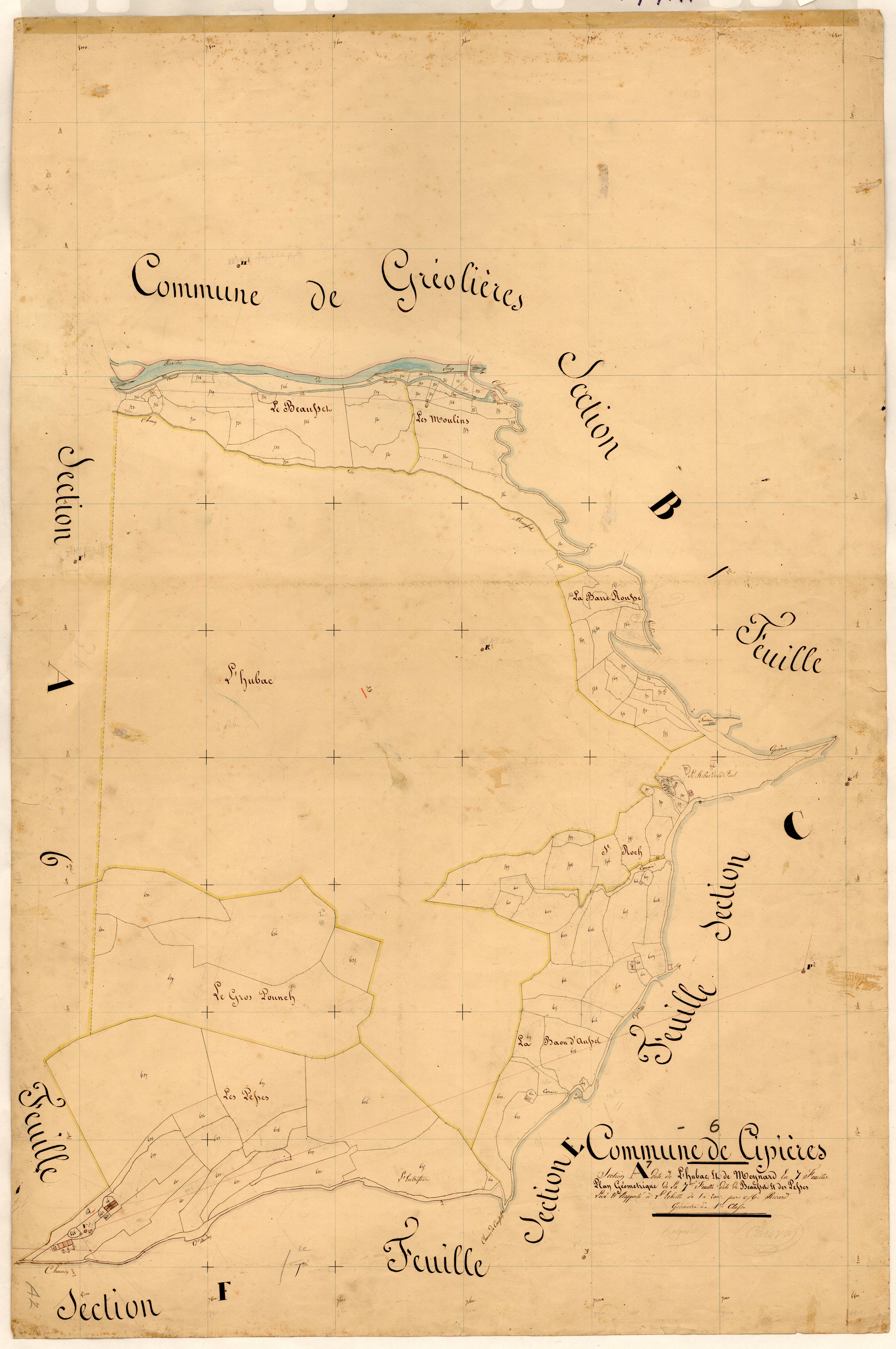 L'Hubac et Meynard, le Beausset et les Pesses. - Plan de section, A7
