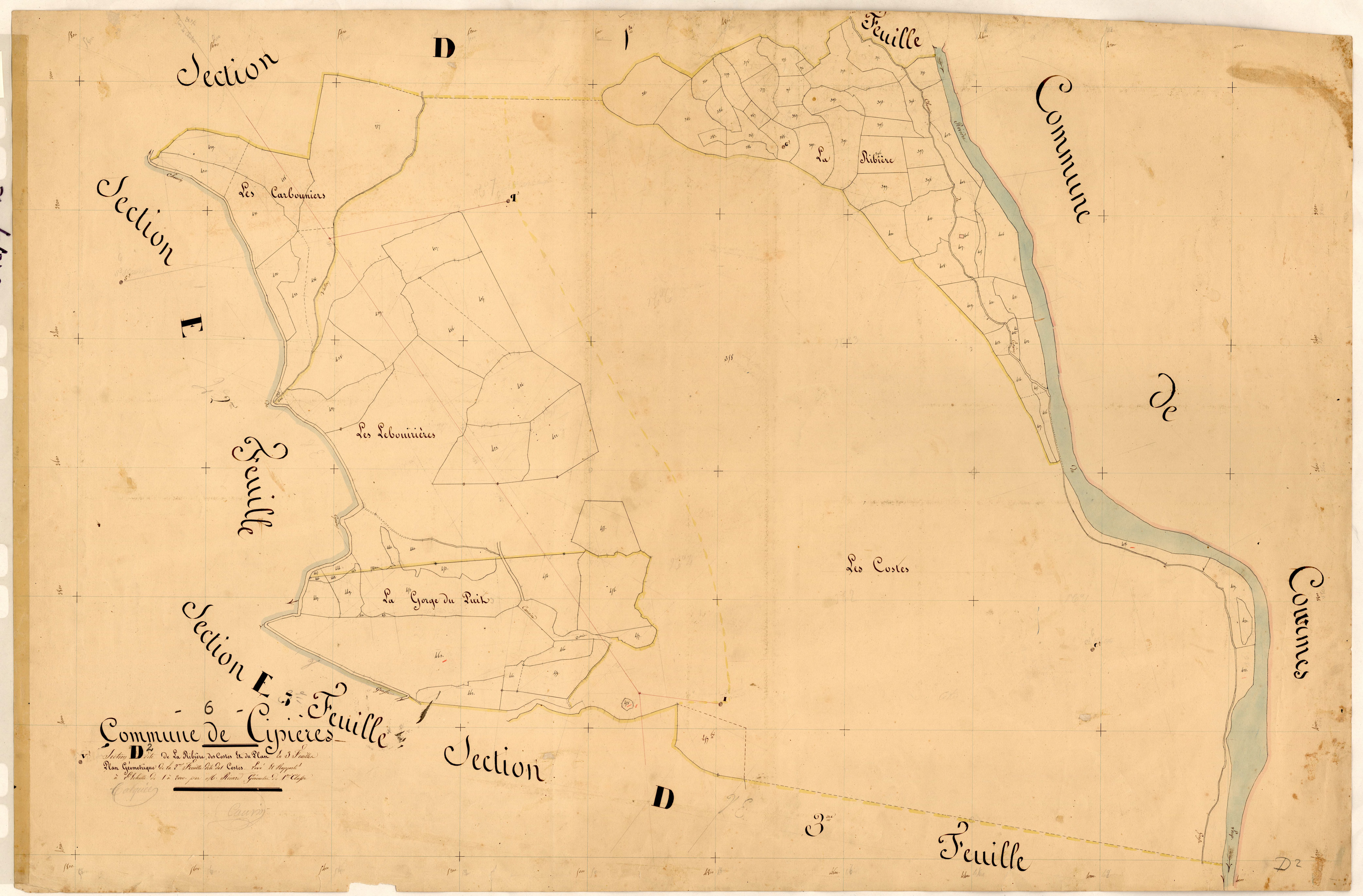 La Ribière, les Costes et le Plan, les Costes. - Plan de section, D2