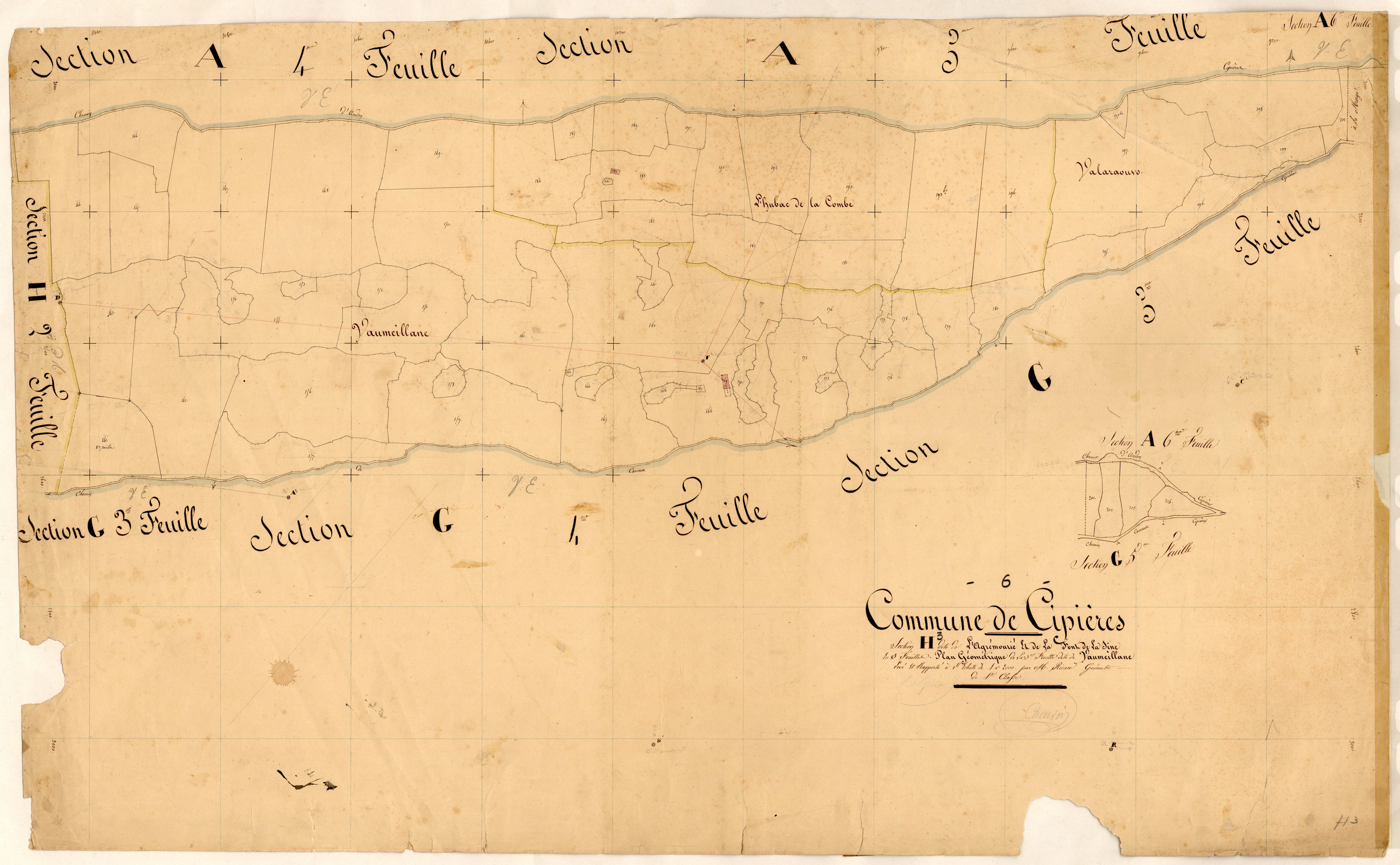L'Agrémourié et la Font de la Sine, Vaumeillane. - Plan de section, H3