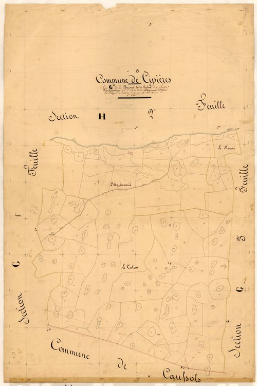 Les Baumes et Calern, l'Agrémourié et Calern. - Plan de section, G2