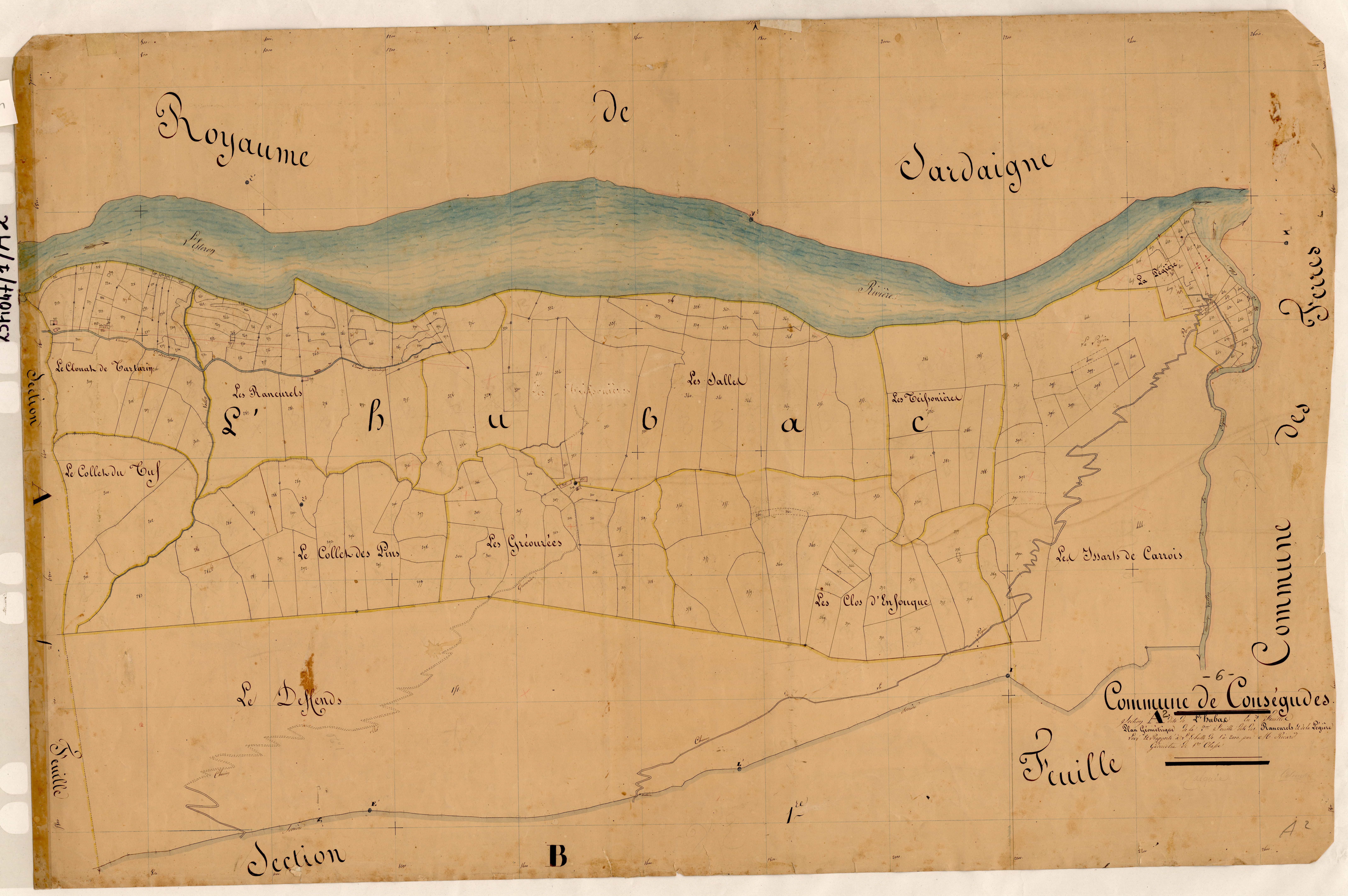 L'Hubac, les Rancurels et la Pégière. - Plan de section, A2
