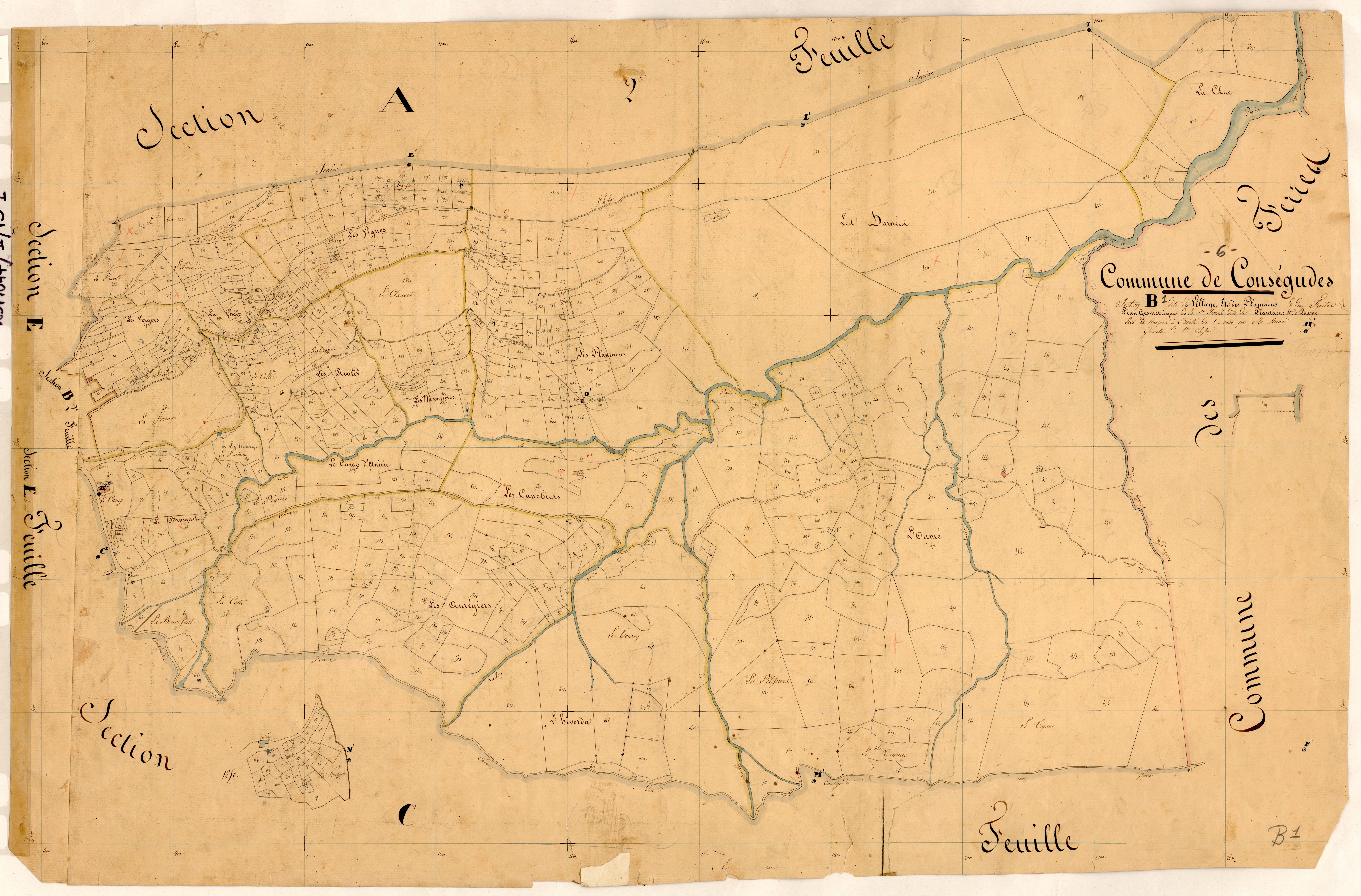Le Village et les Plantaous, les Plantaous et Loumé. - Plan de section, B1