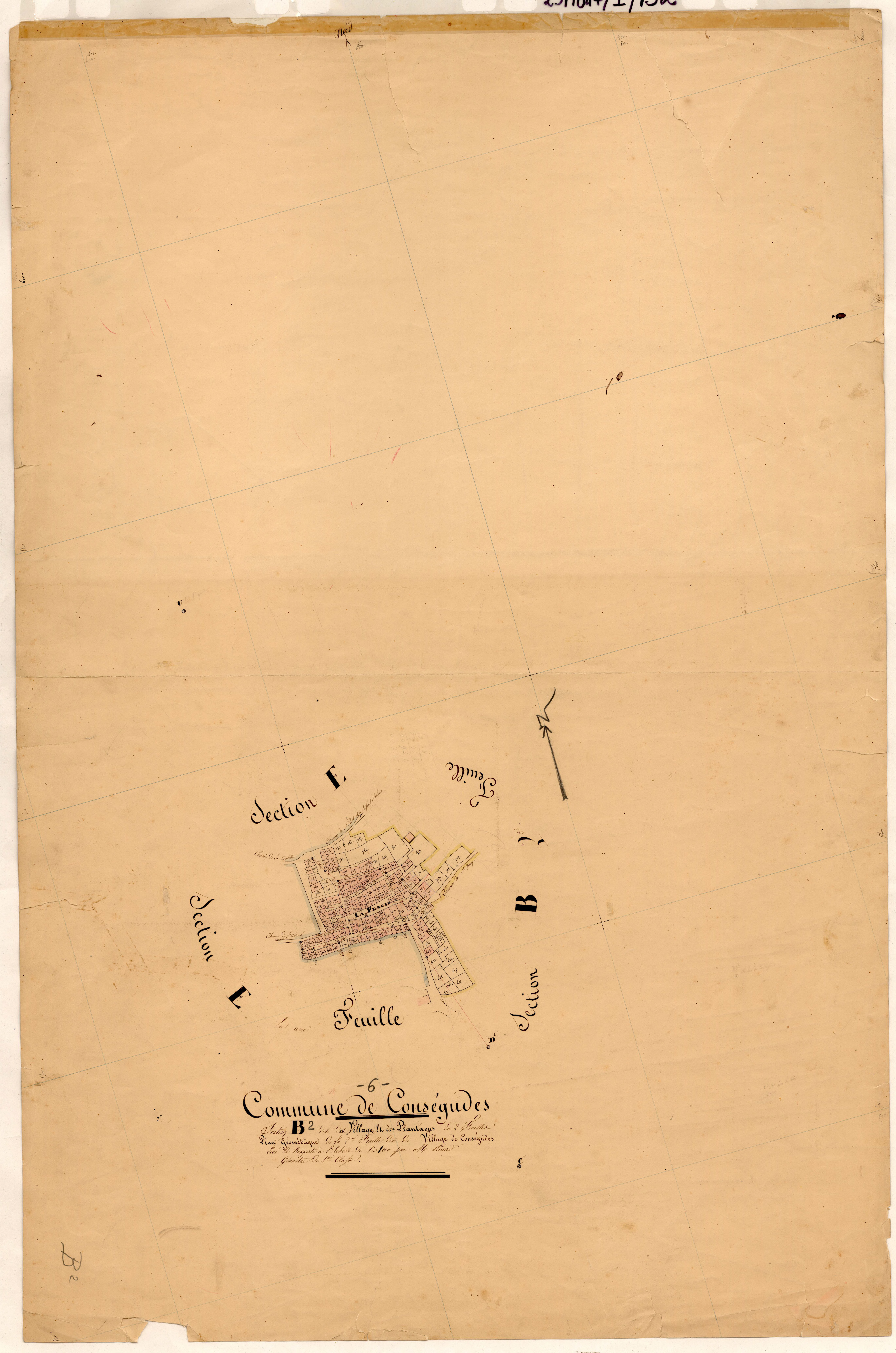 Le Village et les Plantaous, le Village de Conségudes. - Plan de section, B2