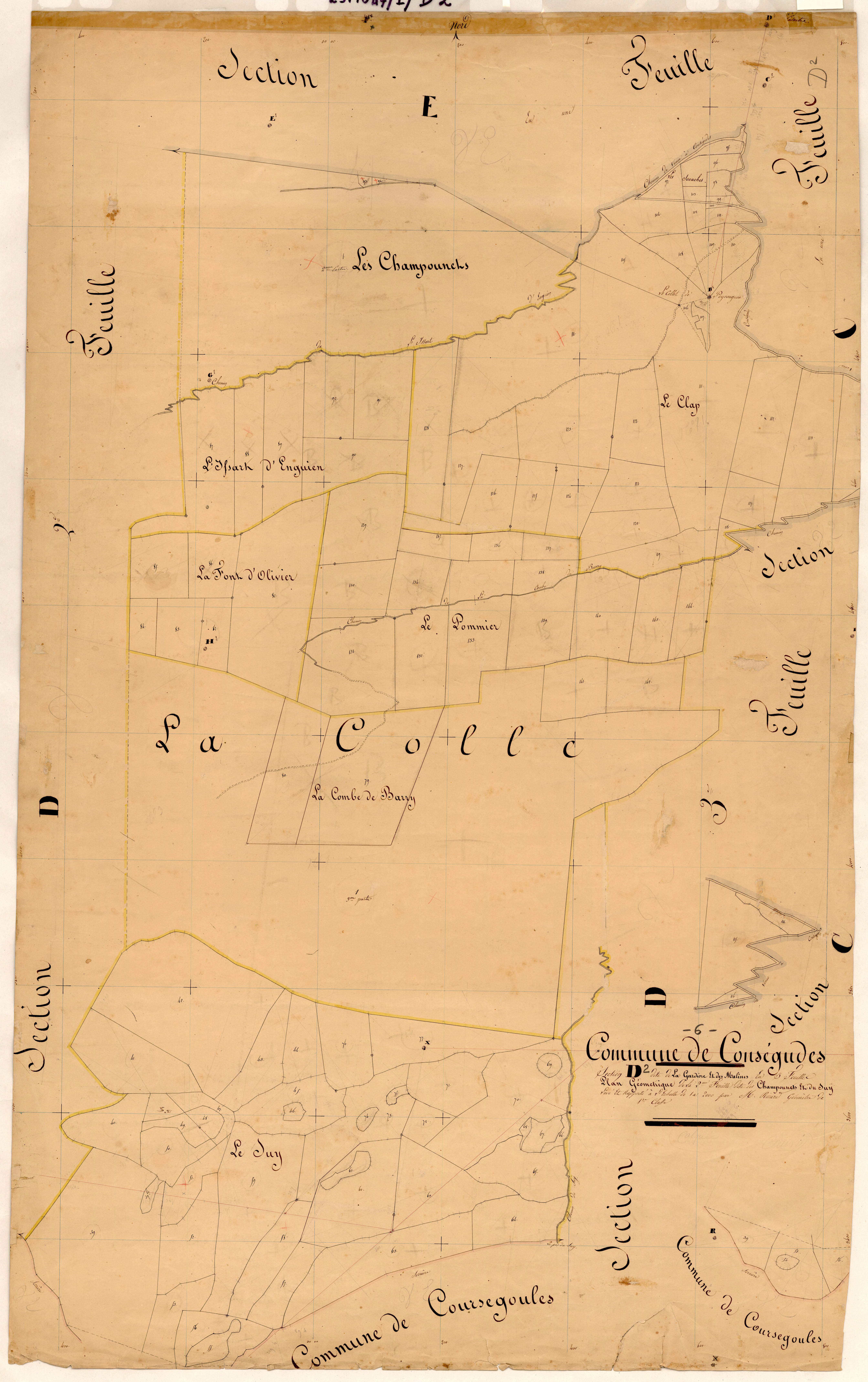 La Gardiore et les Malines, les Champounets et le Suy. - Plan de section, D2