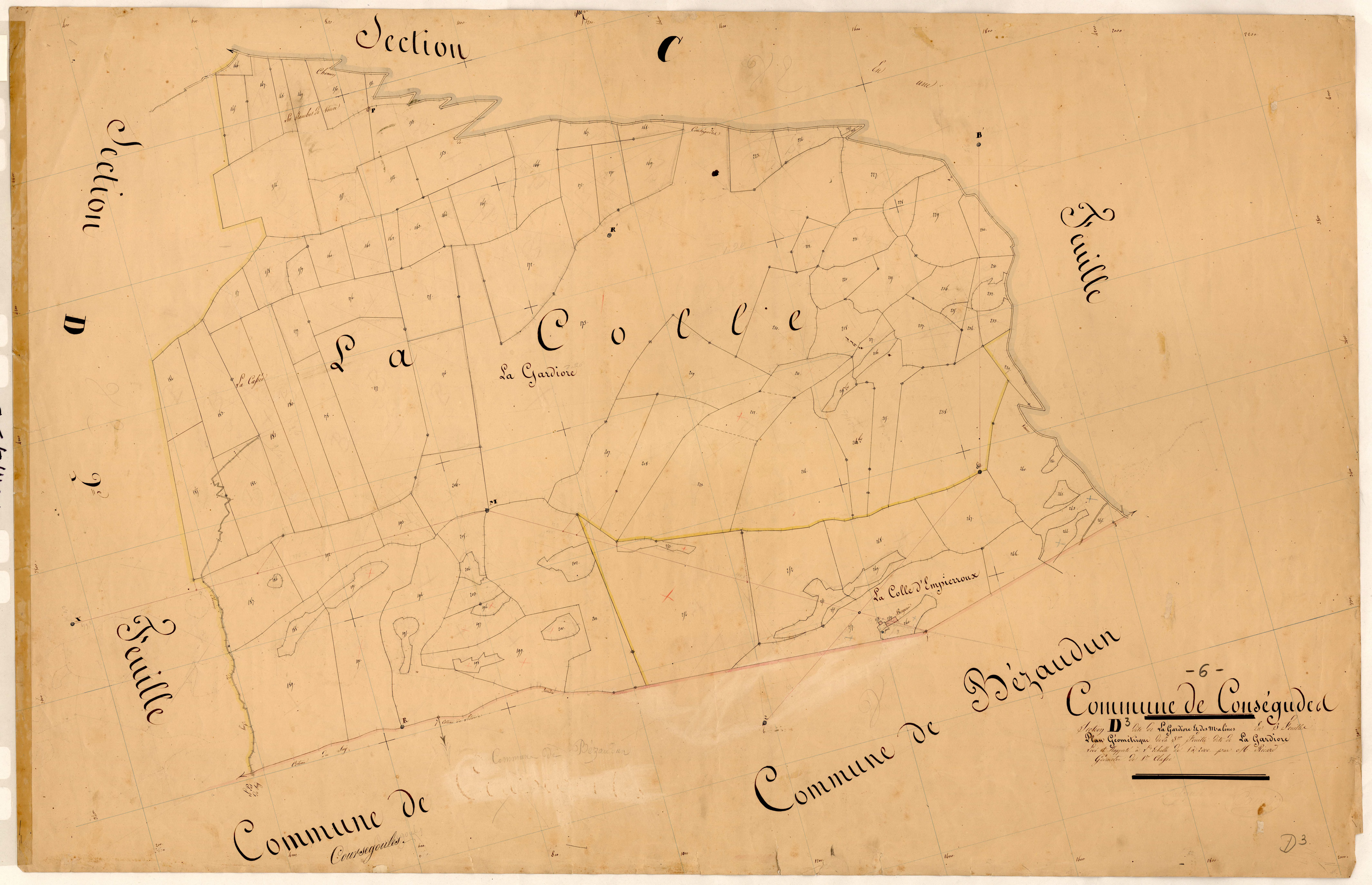 La Gardiore et les Malines, la Gardiore. - Plan de section, D3