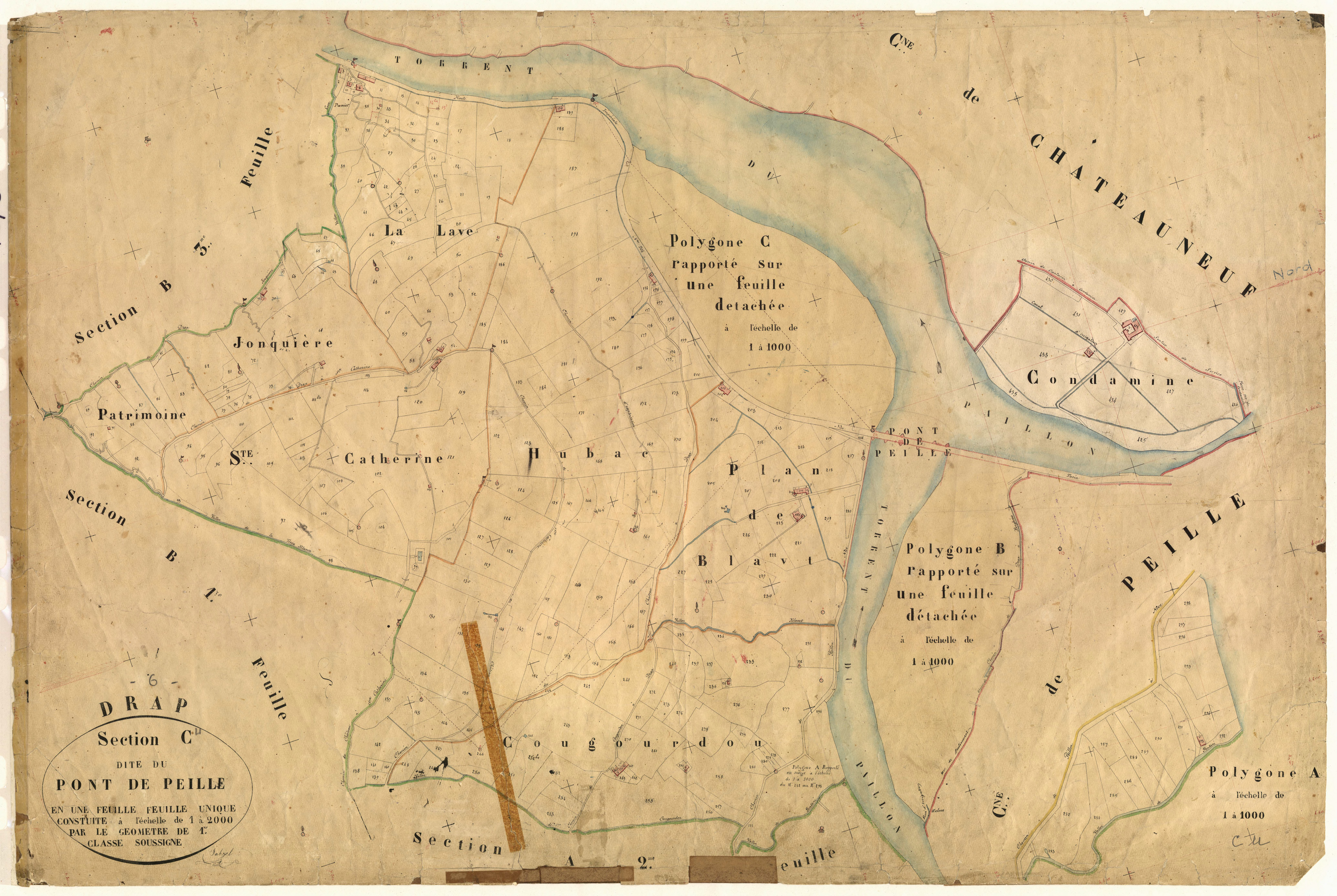 Le Pont de Peille. - Plan de section, C