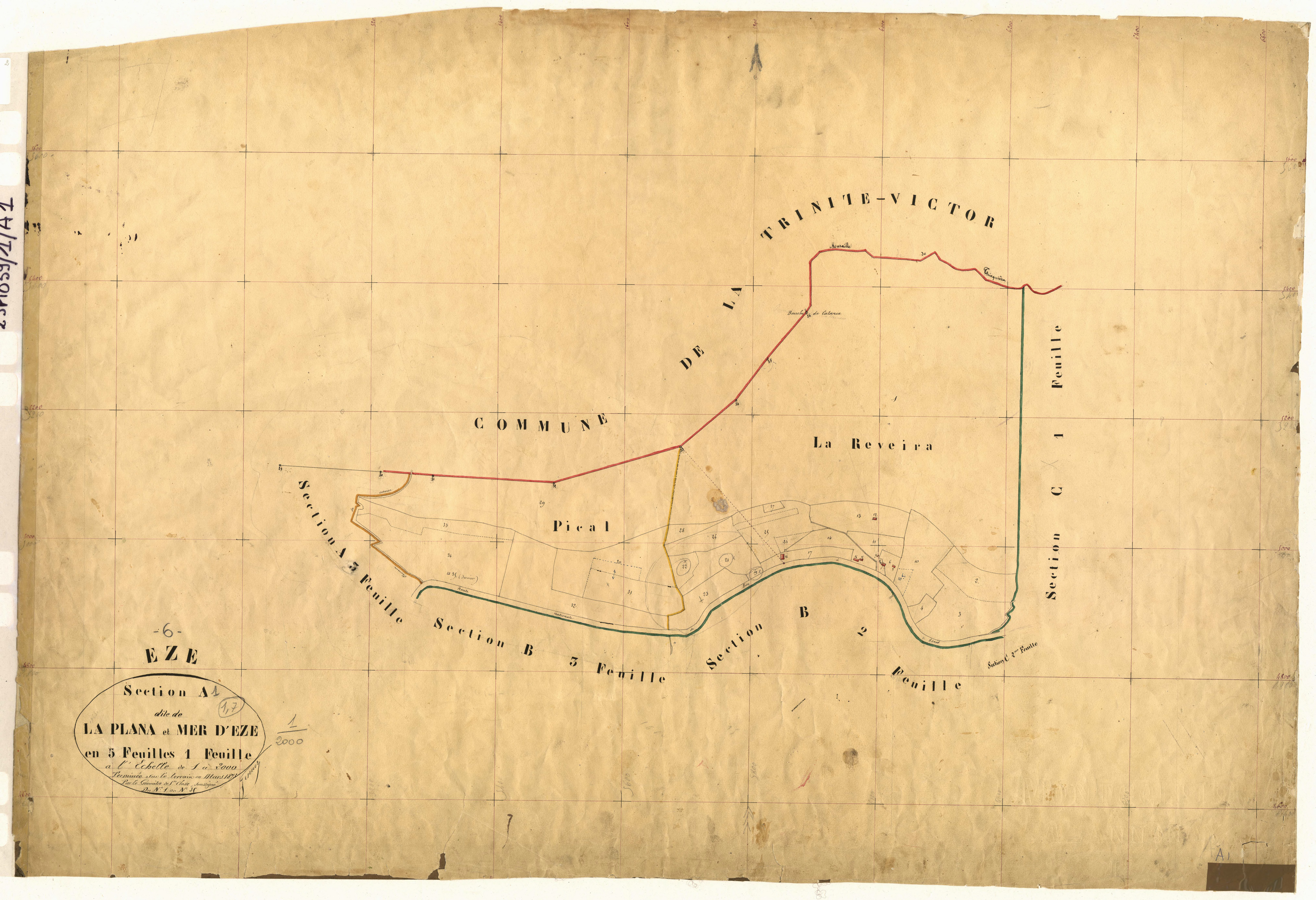 La Plana et Mer d'Eze. - Plan de section, A1