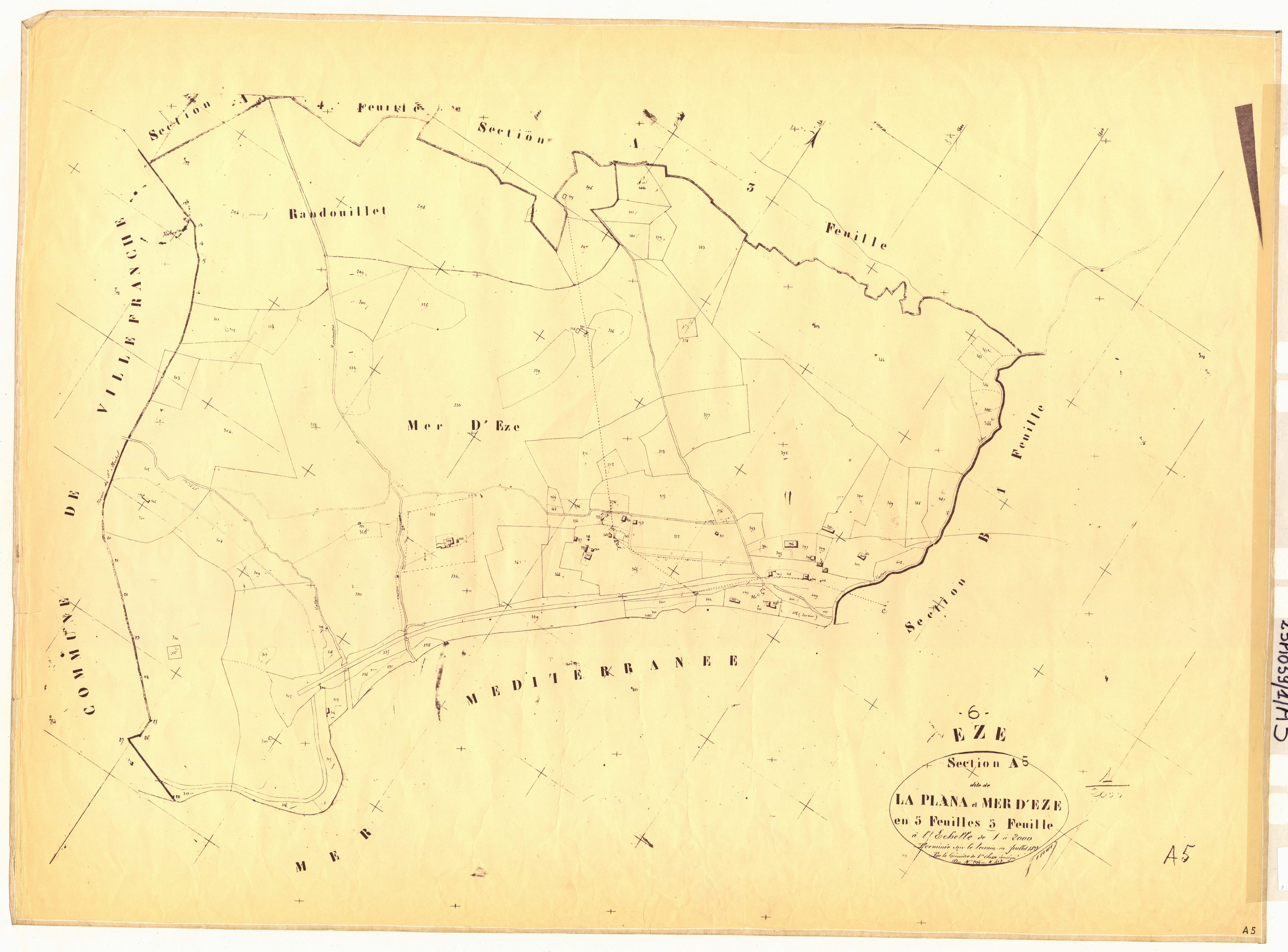 La Plana et Mer d'Eze. - Plan de section, A5