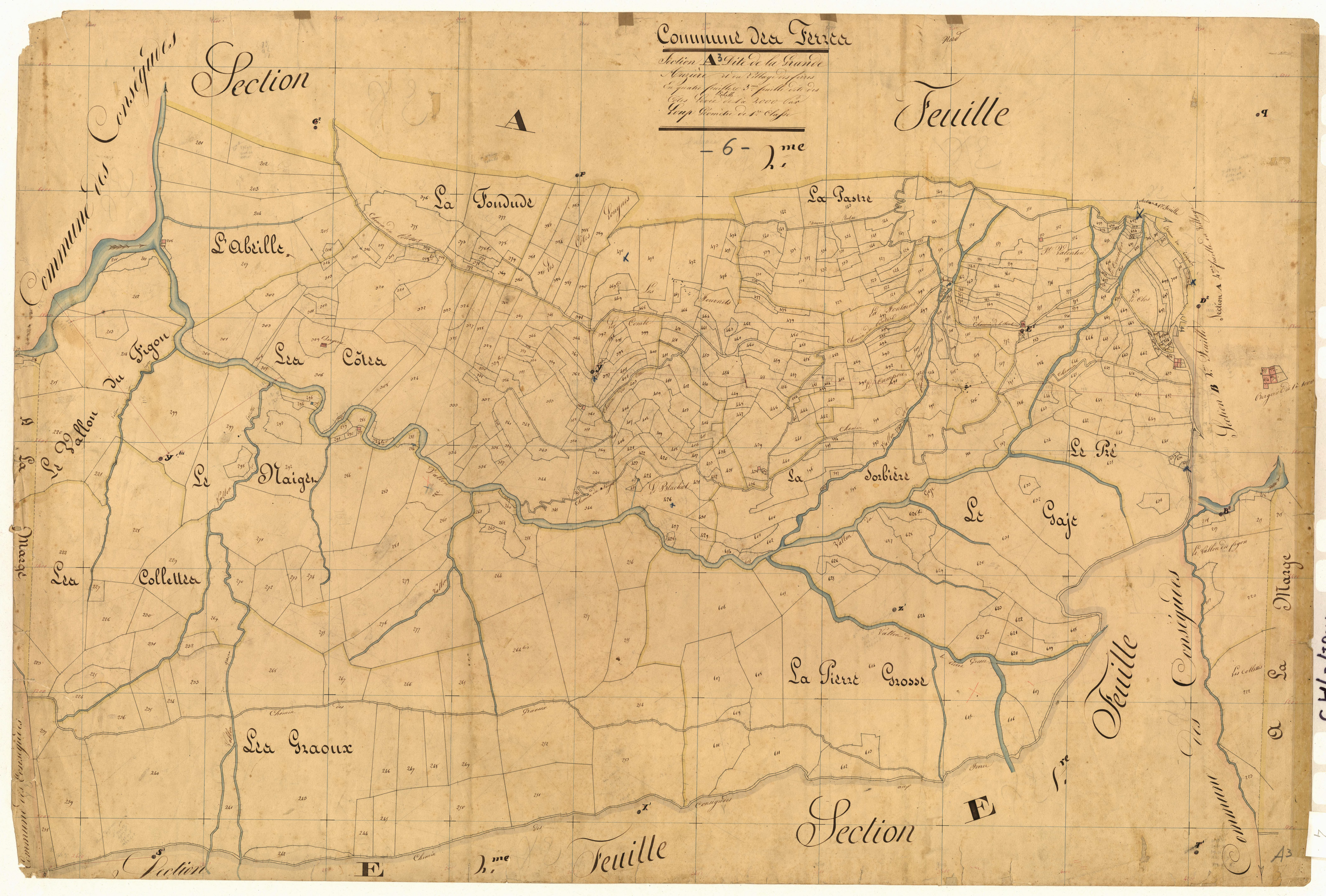 La Grande Auzière et le Village des Ferres, les Côtes. - Plan de section, A3