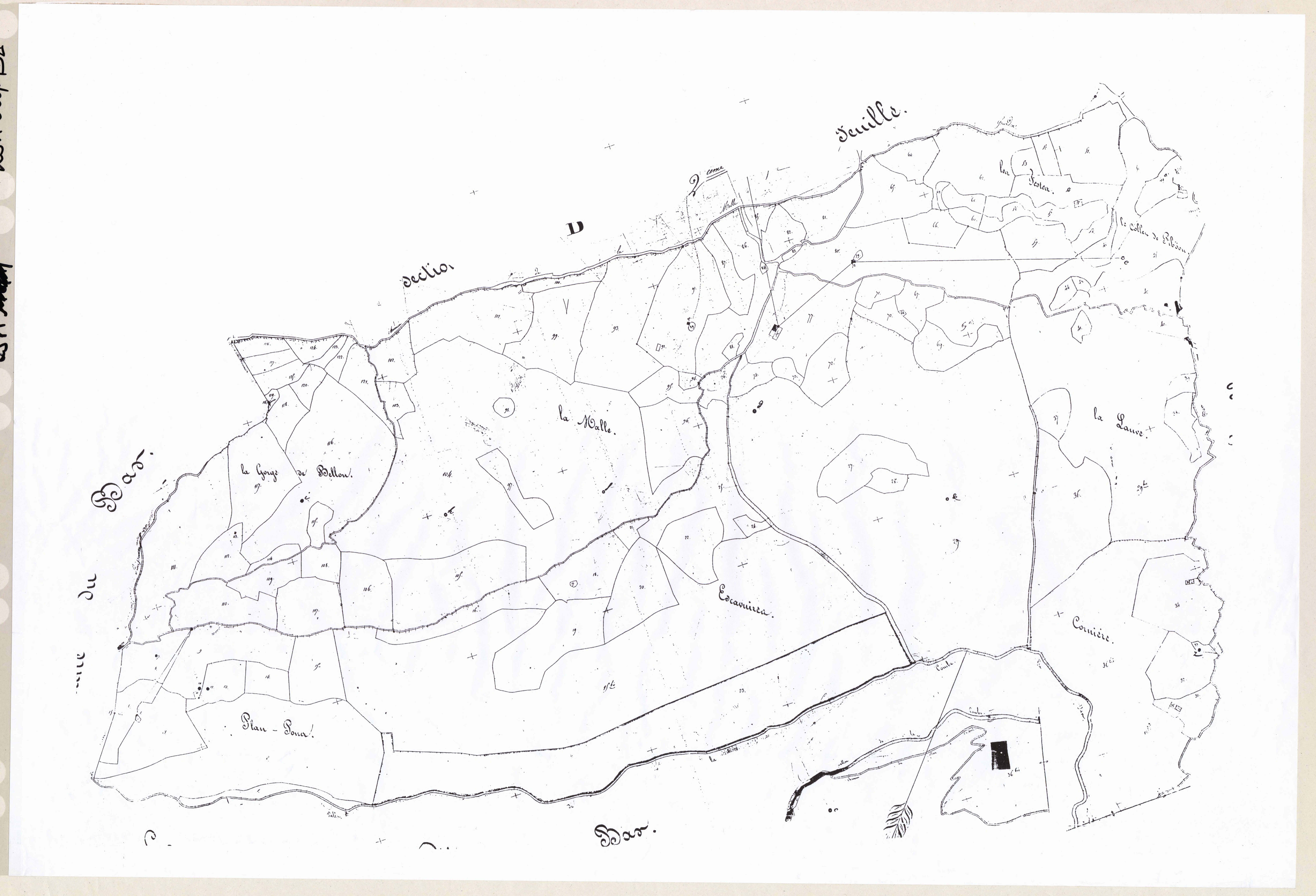 Le Montet, l'Escavuires. - Plan de section, D1