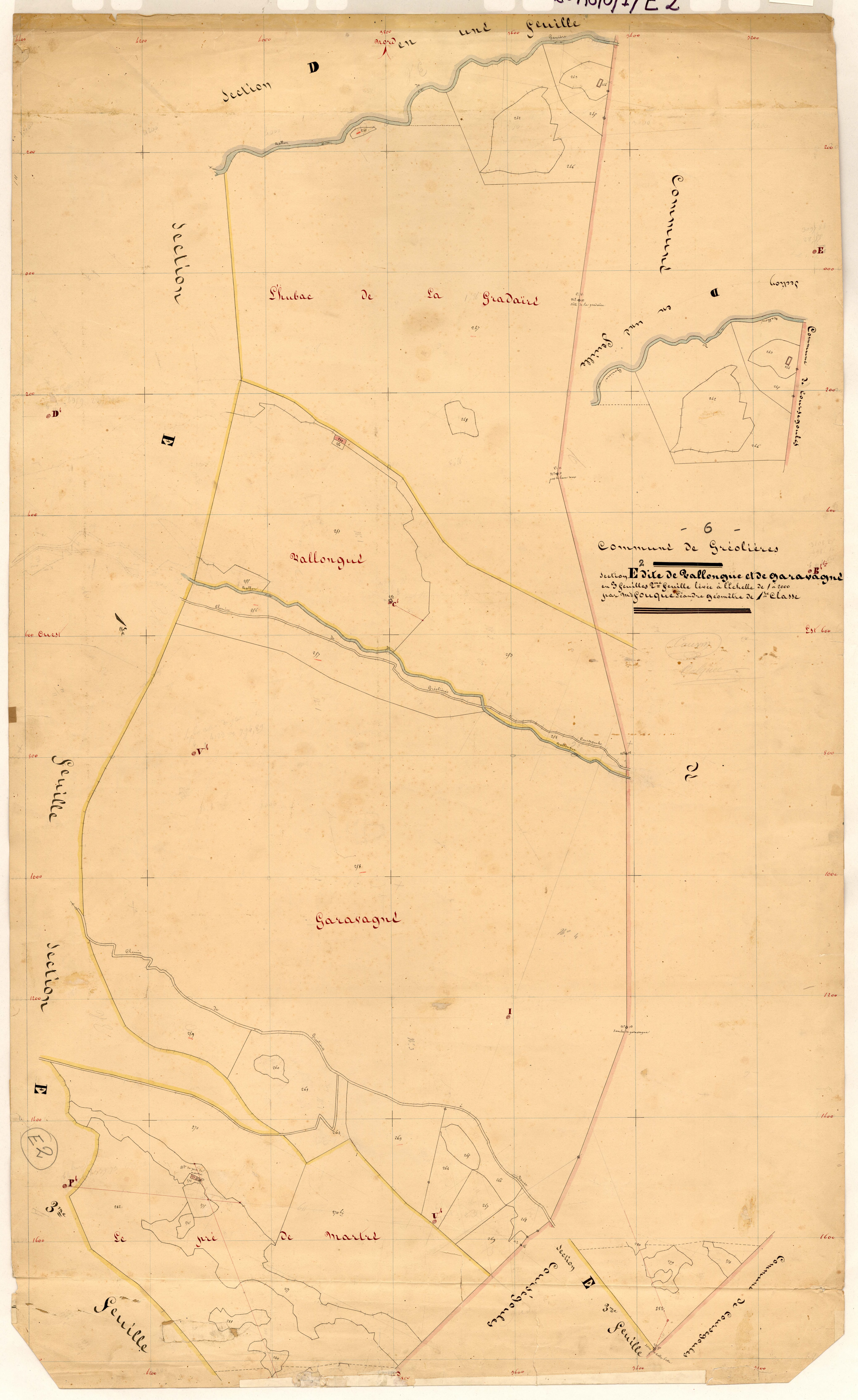 Vallongue et Garavagne. - Plan de section, E2