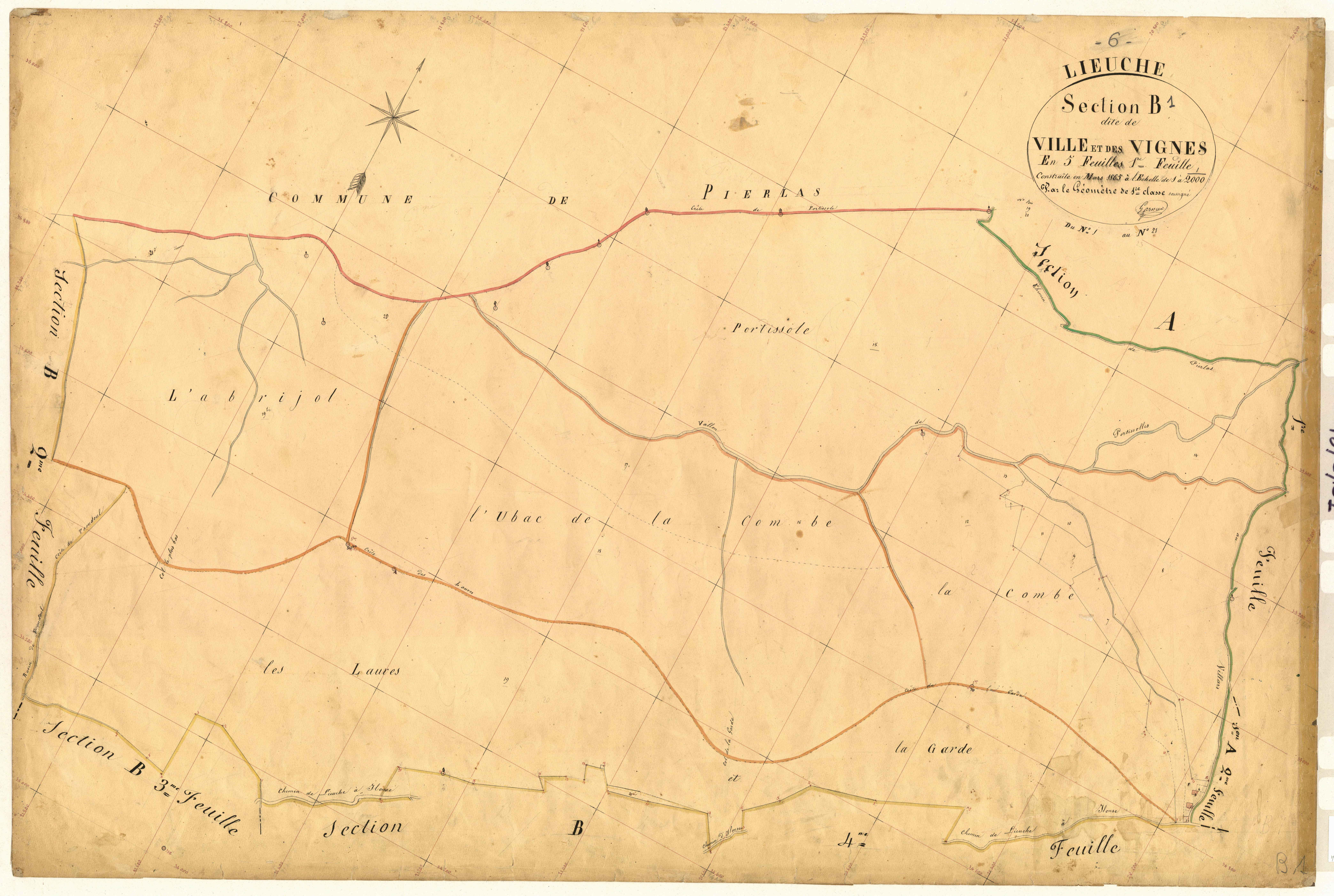 Ville et les Vignes. - Plan de section, B1