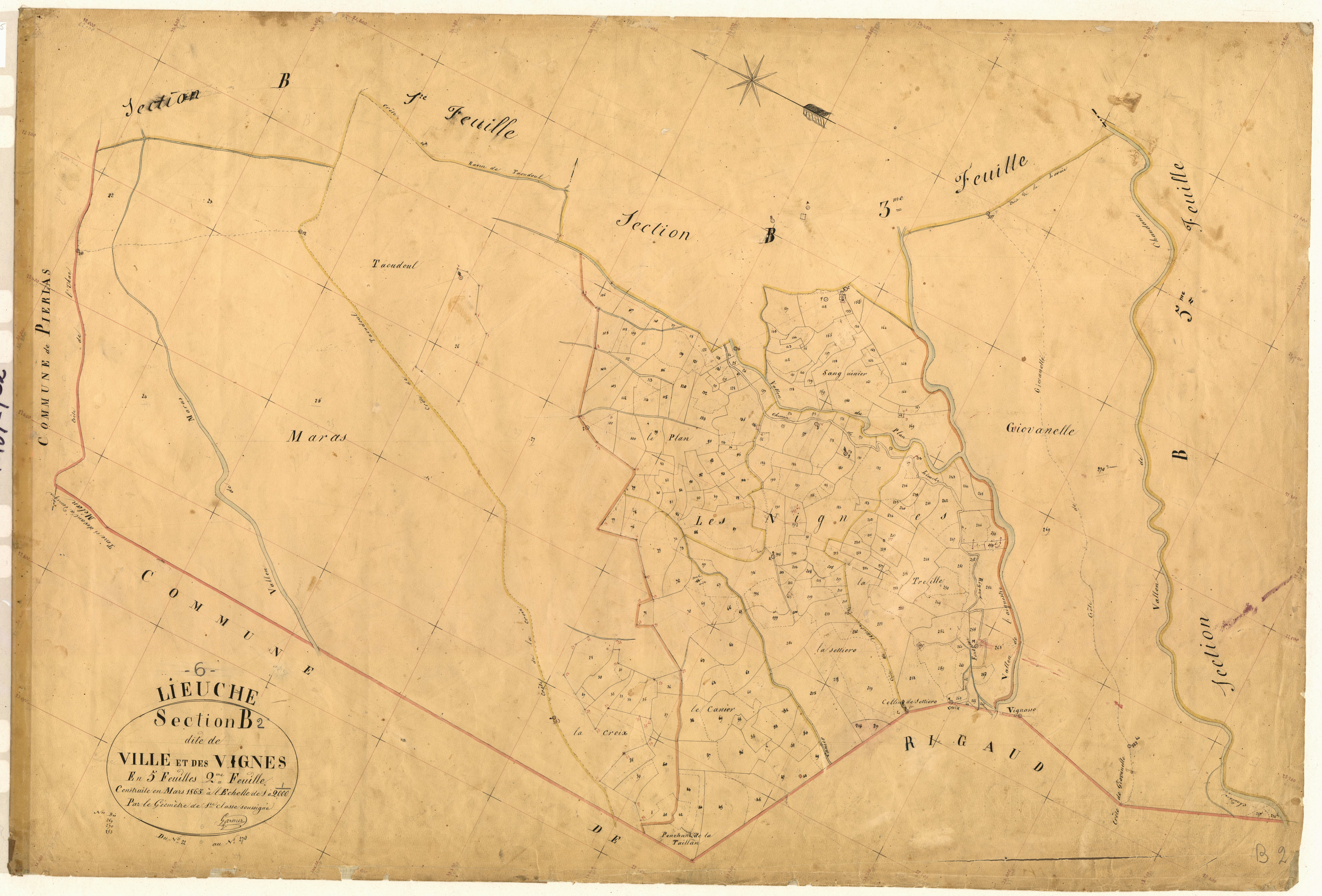 Ville et les Vignes. - Plan de section, B2