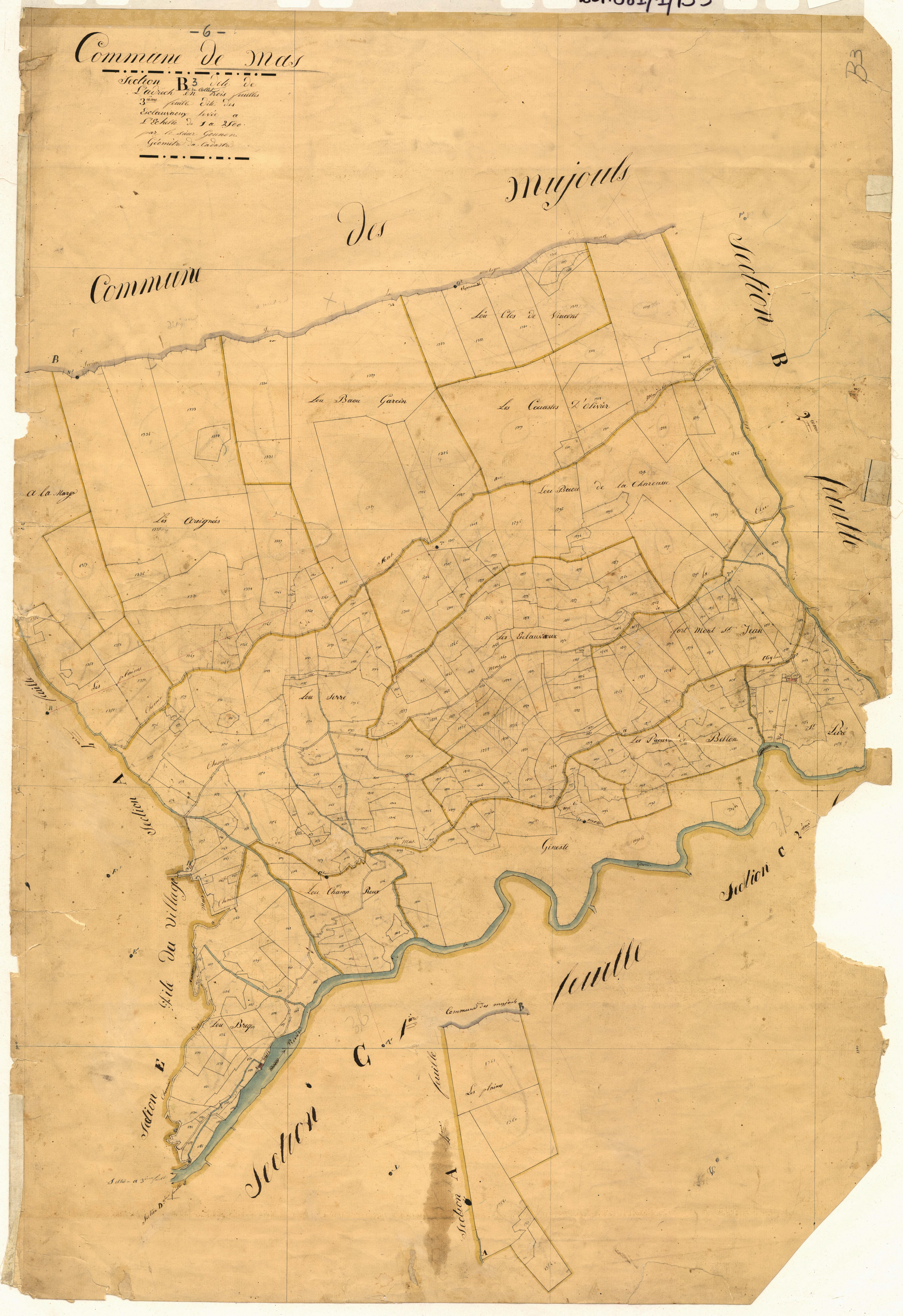 L'Adrech et le Collet, les Esclauvaoux. - Plan de section, B3
