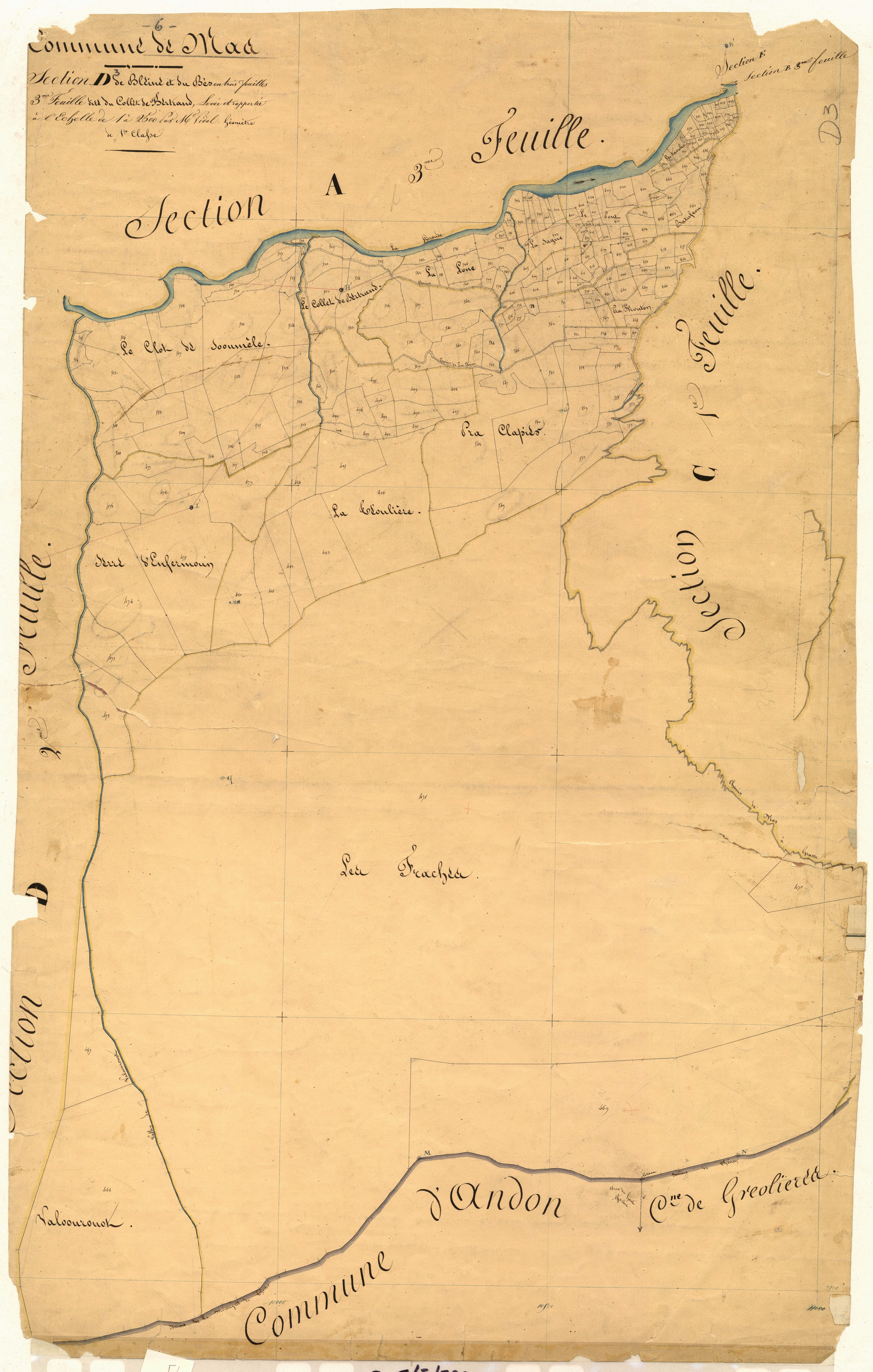 Bleine et le Bès, le Collet de Bertrand. - Plan de section, D3