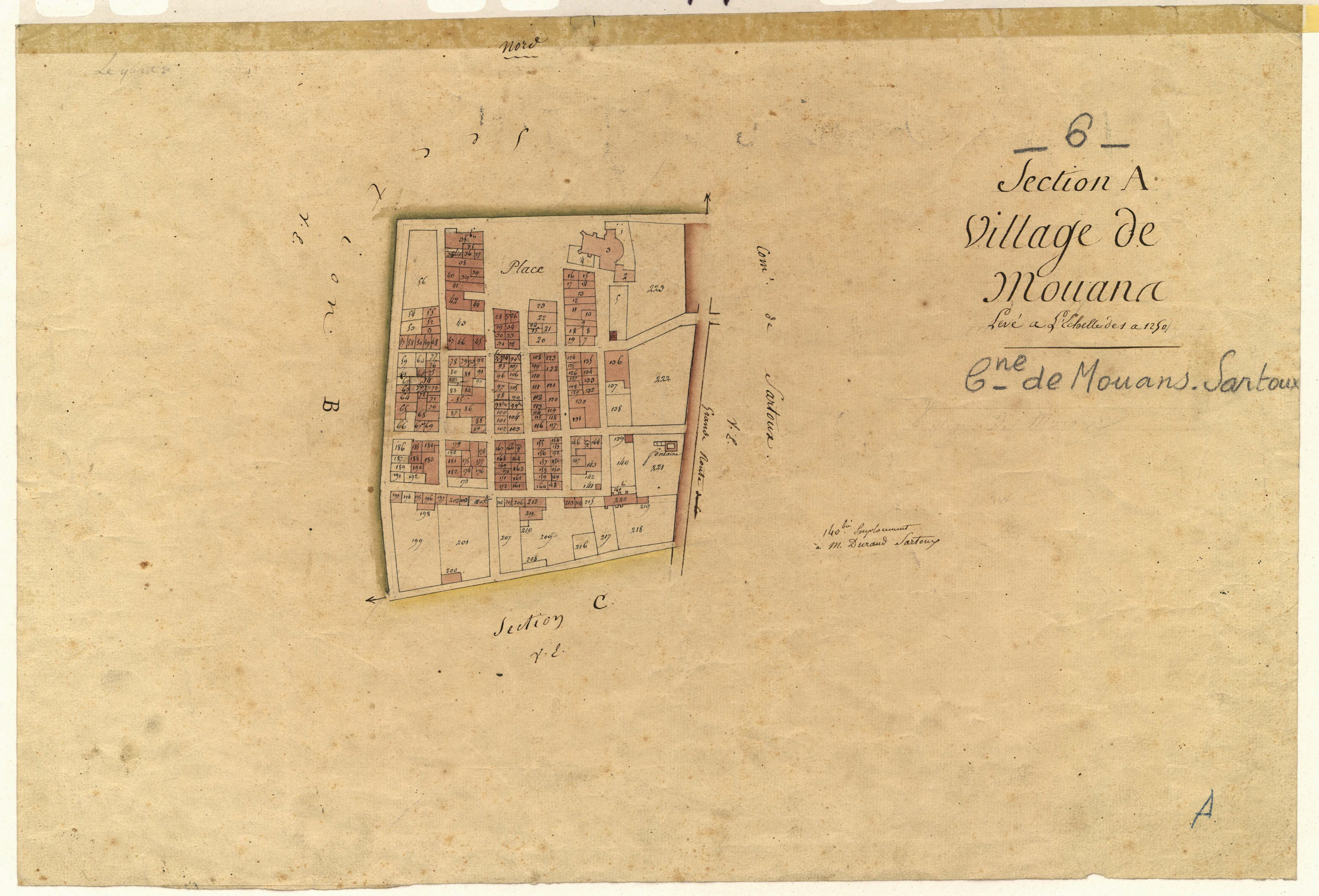 Village de Mouans. - Plan de section, A
