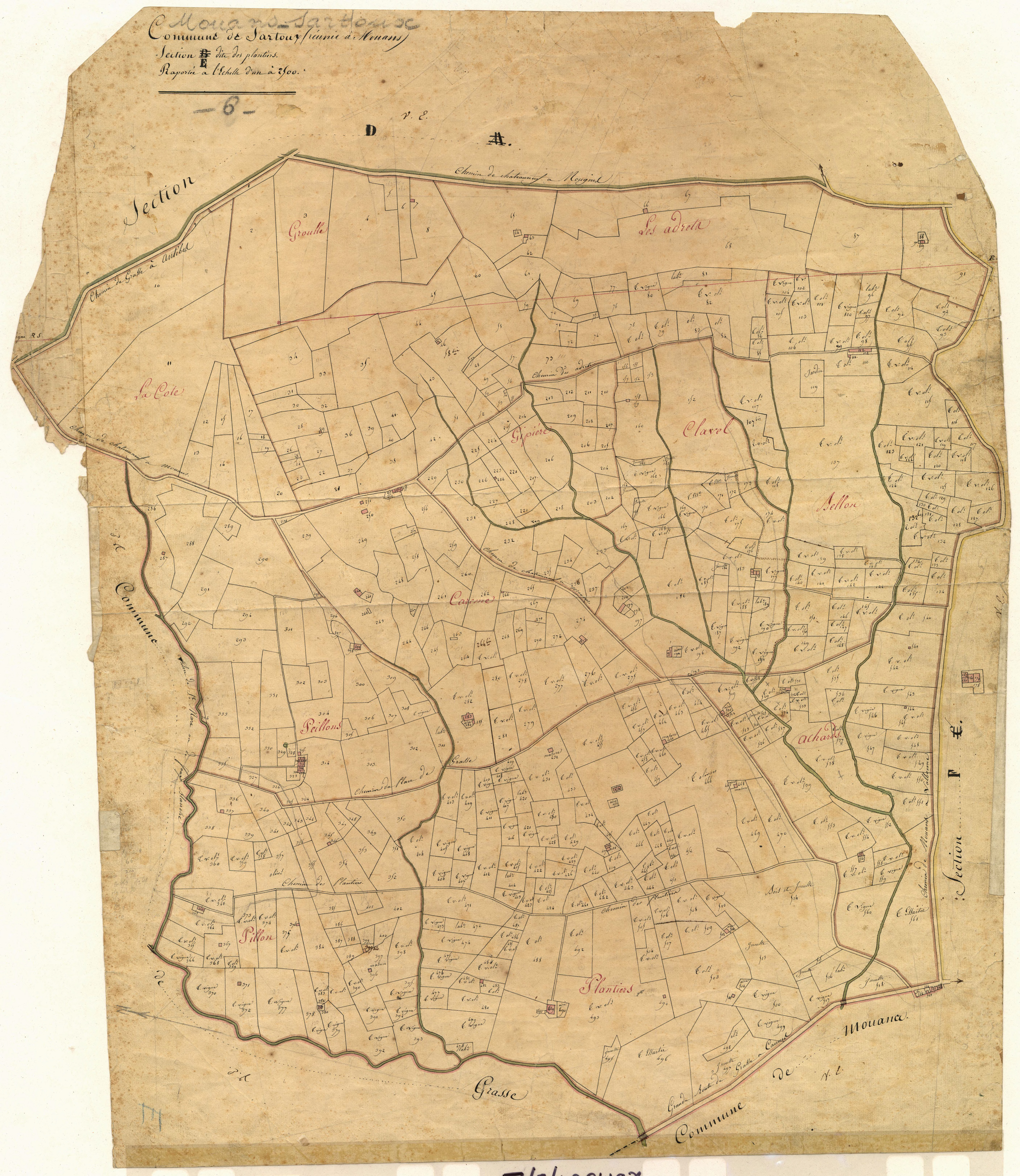 Les Plantiers. - Plan de section, E