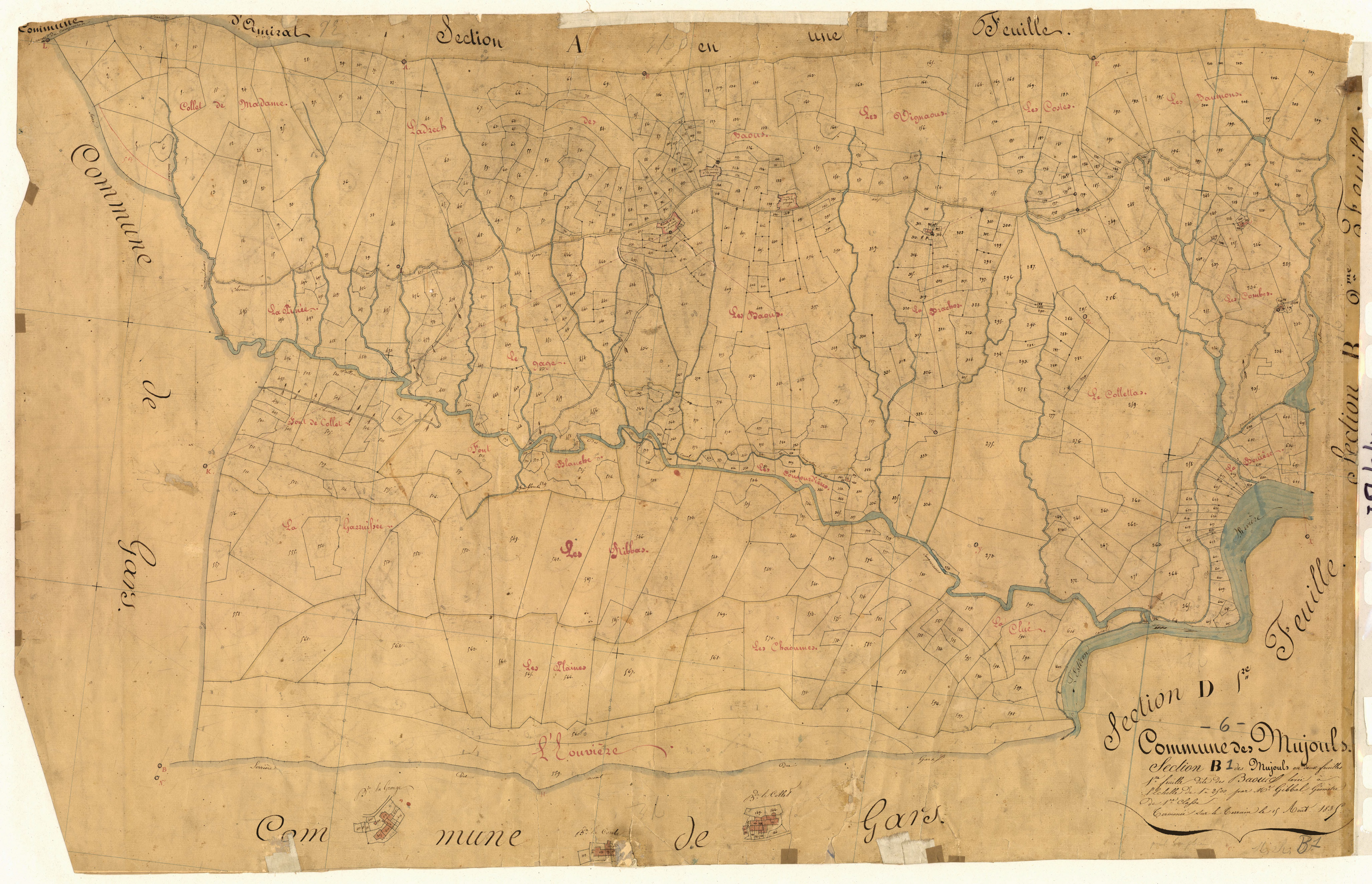 Les Mujouls, les Baous. - Plan de section, B1