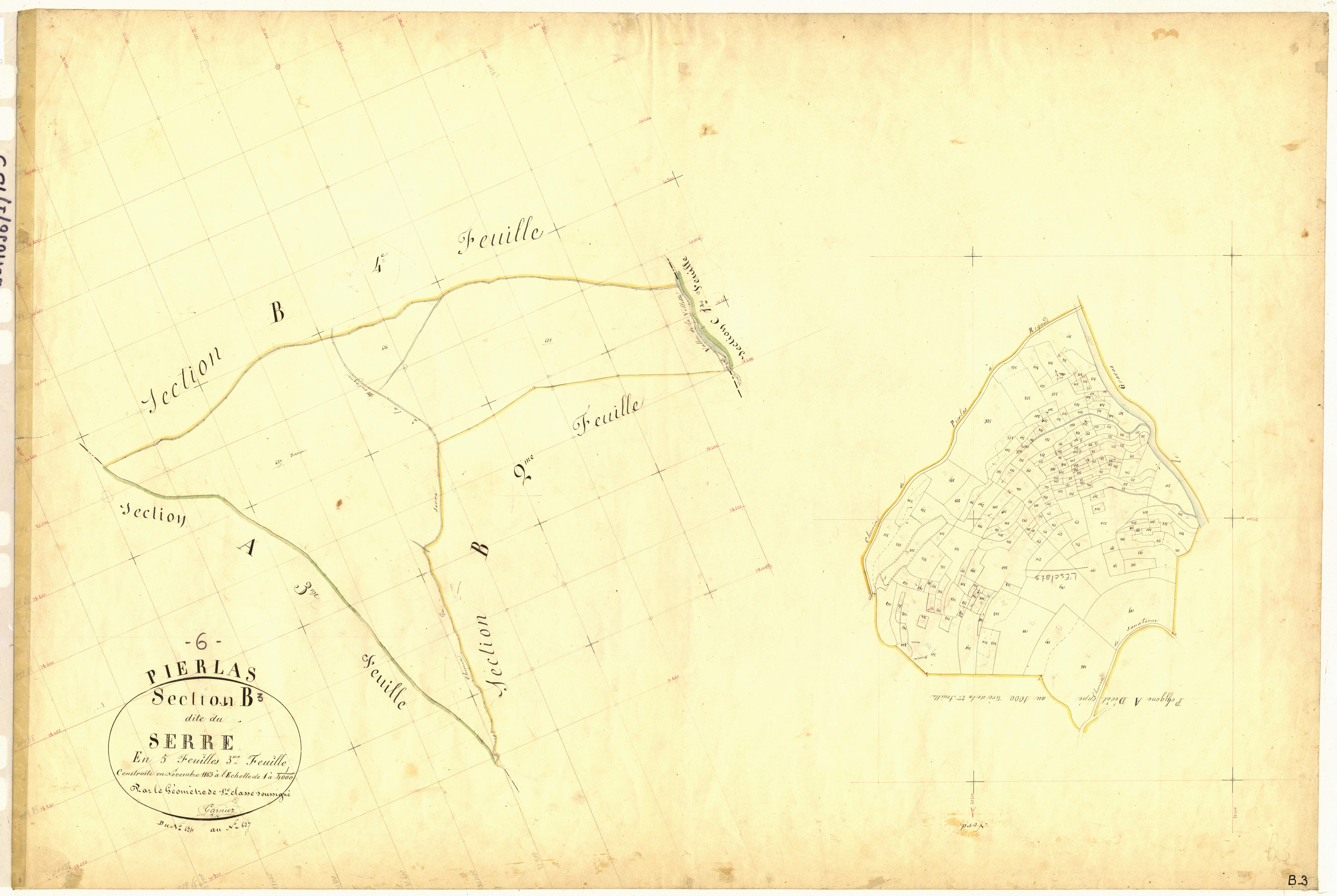 Le Serre (développement B2 / B3). - Plan de section, B2(d)/B3