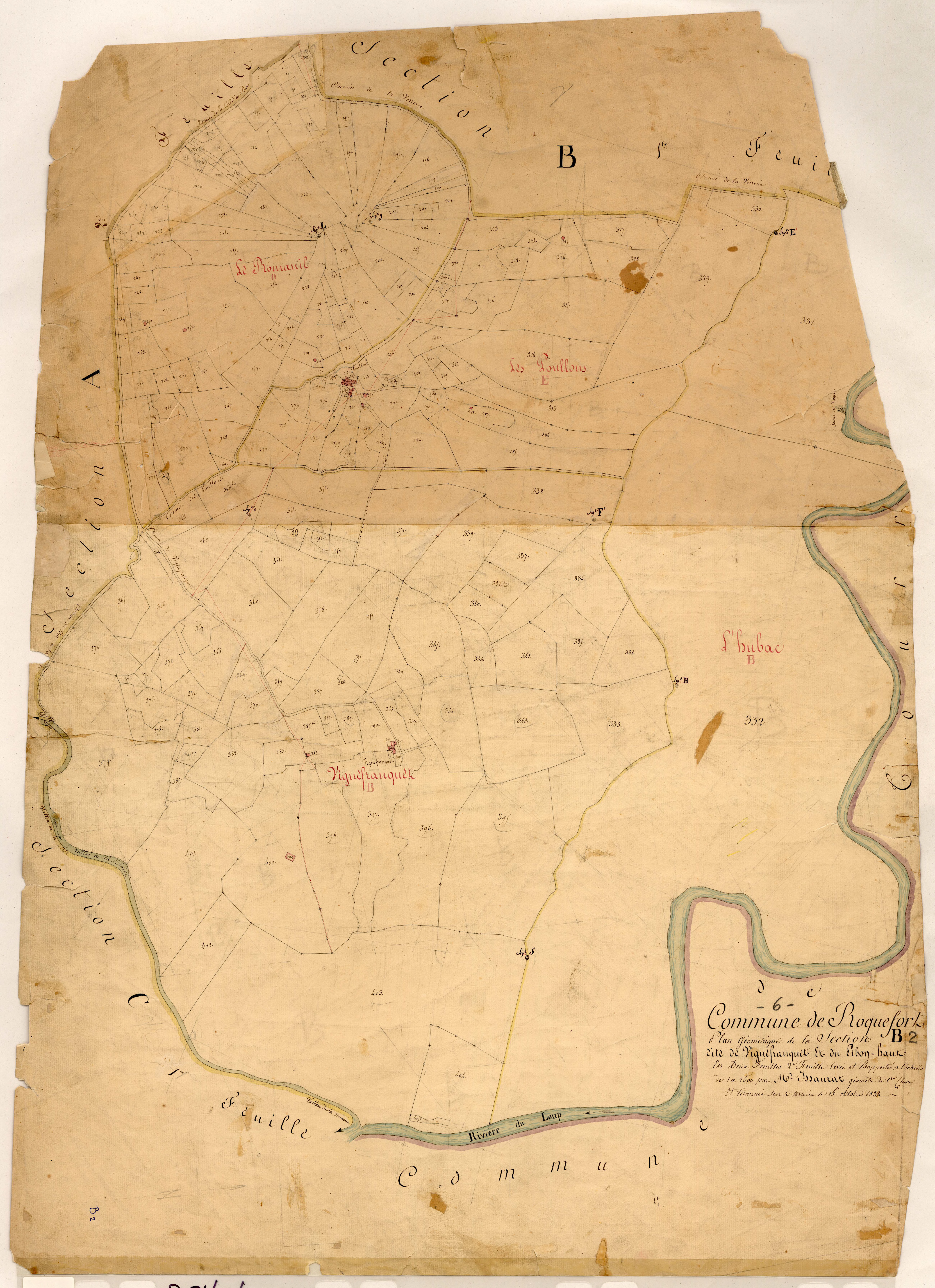 Viguefranquet et le Pibon-Haut. - Plan de section, B2