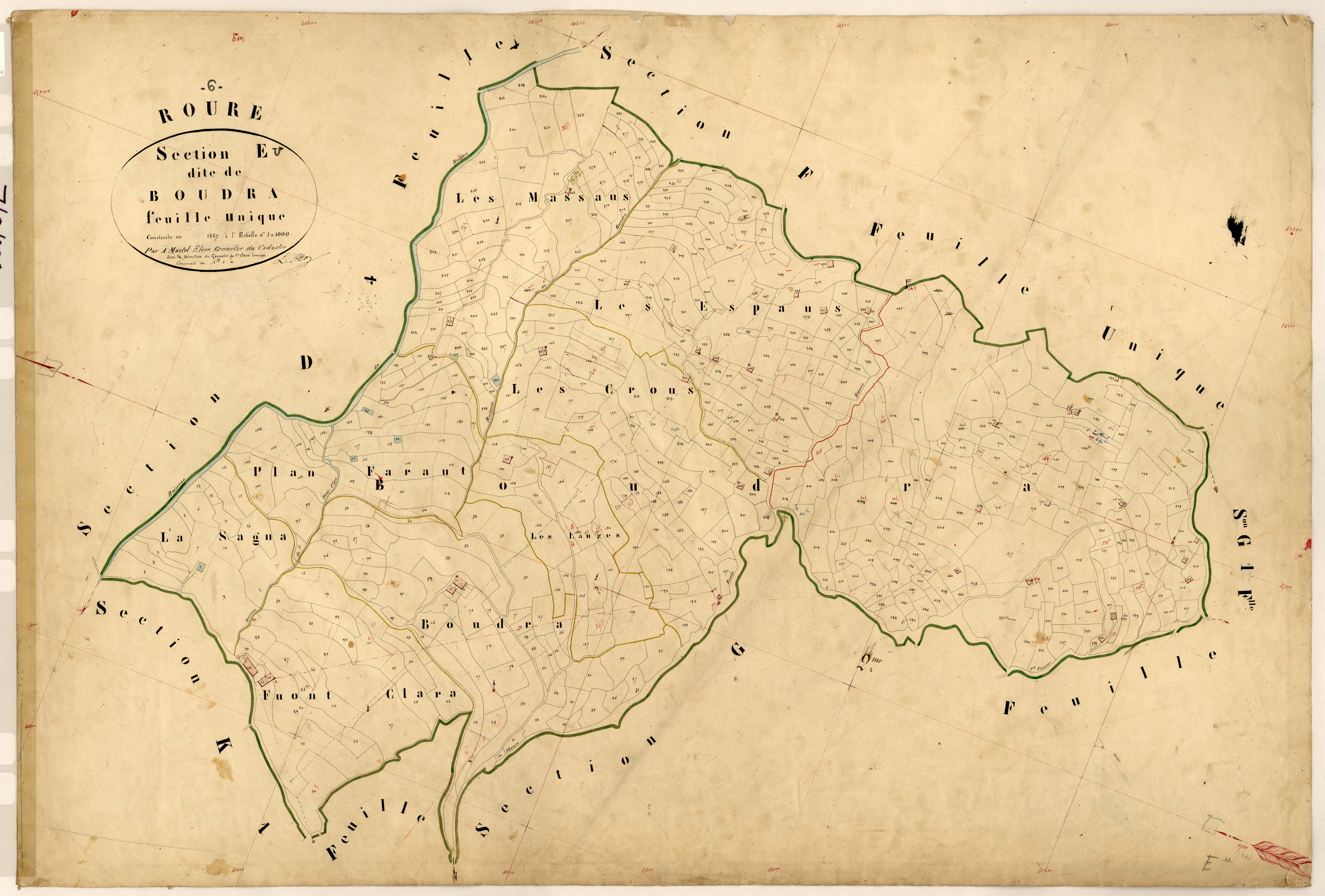 Boudra. - Plan de section, E