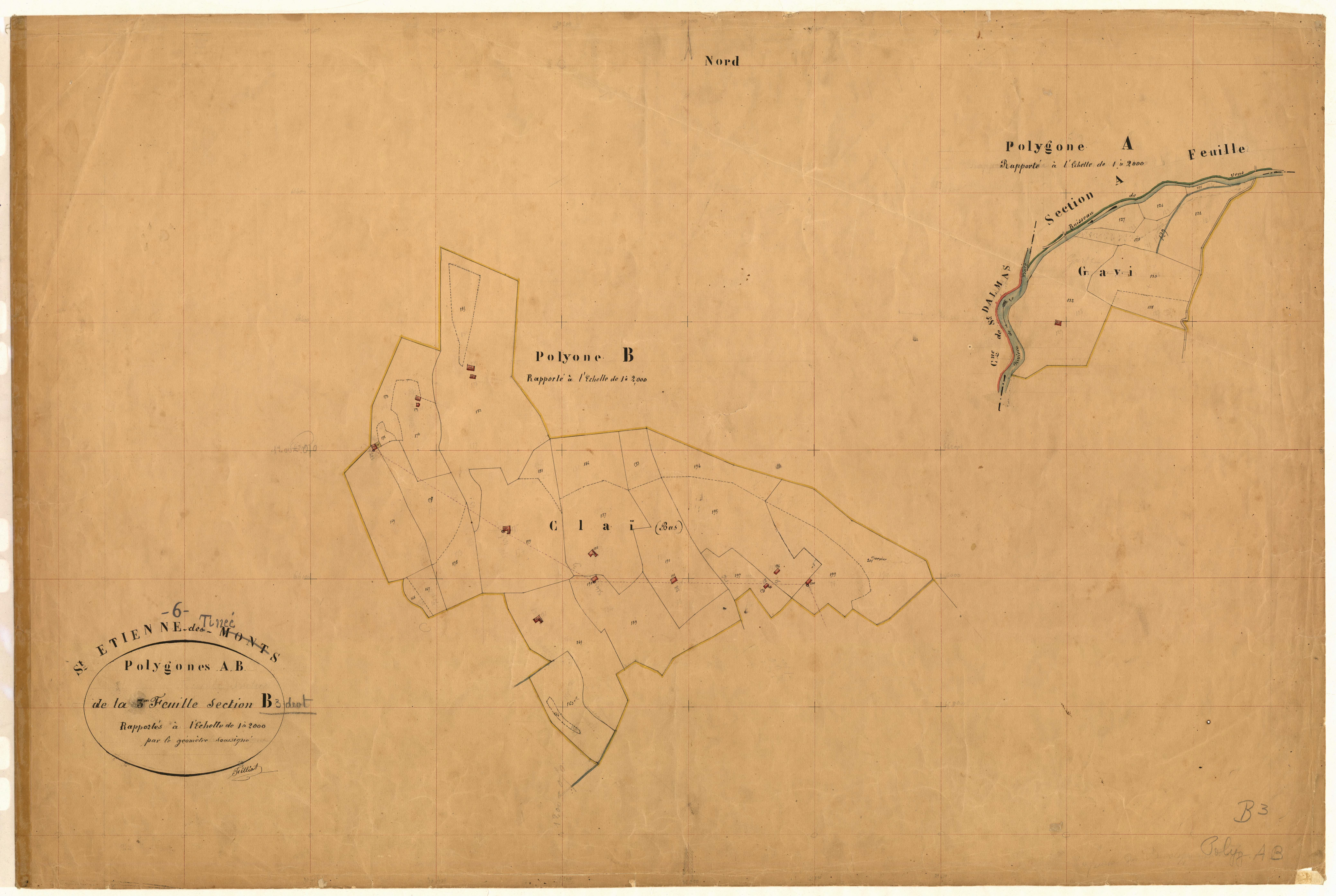 Claï (développement). - Plan de section, B3(d)
