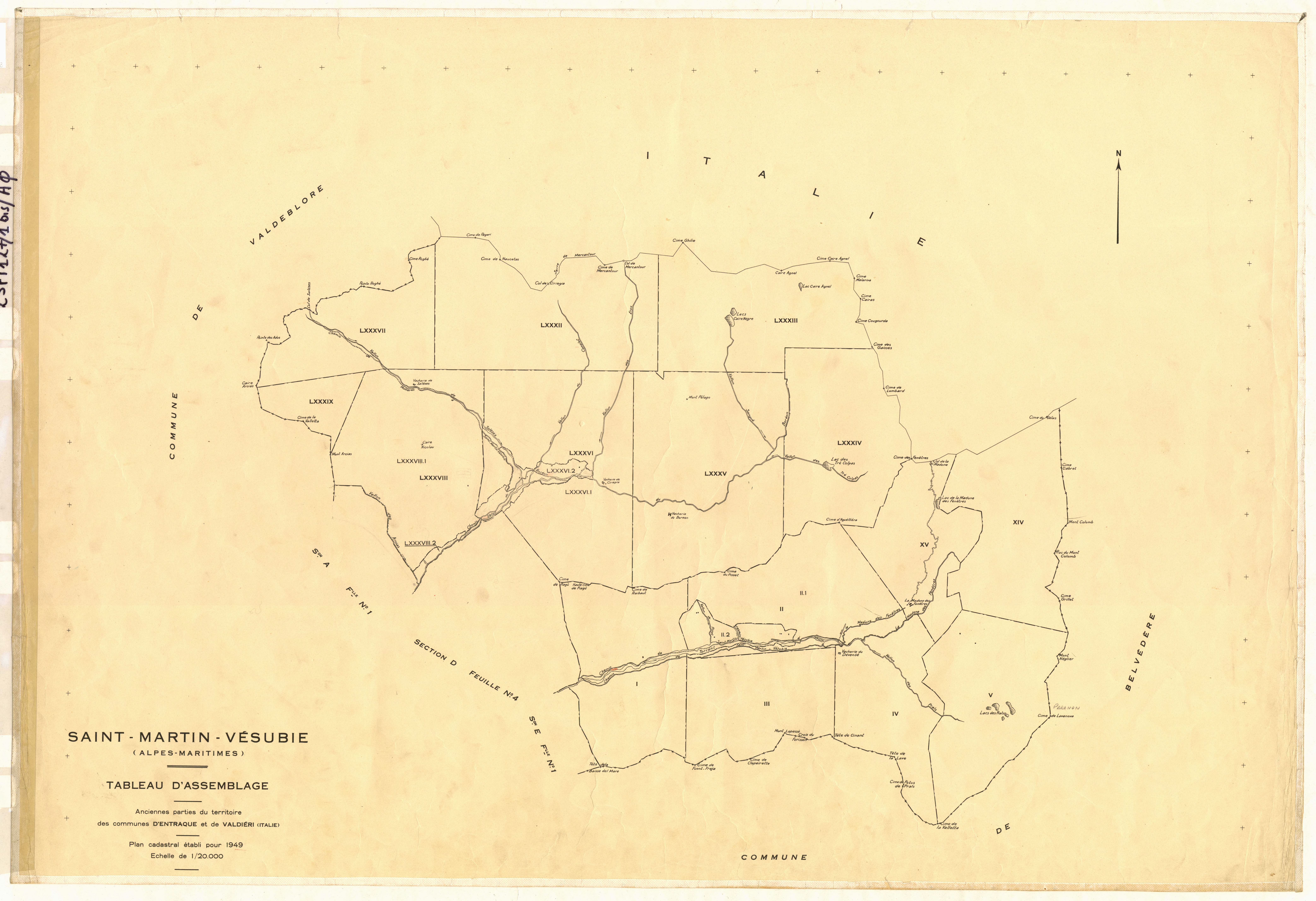 Tableau d'assemblage : origine Entraque et Valdieri. - TA