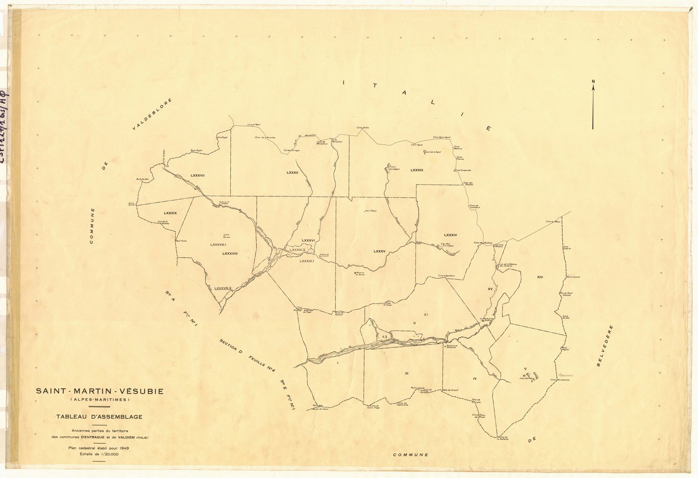 Tableau d'assemblage : origine Entraque et Valdieri. - TA