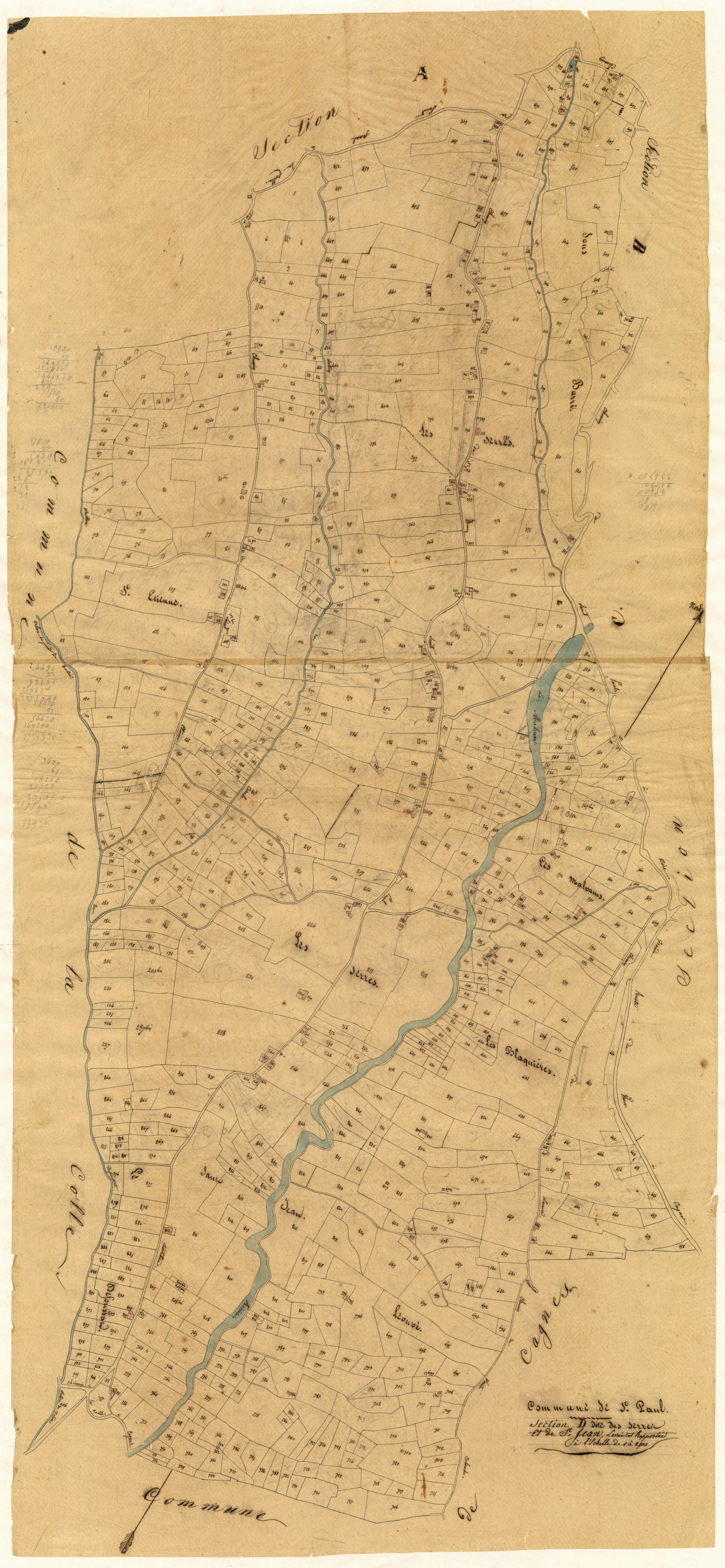 Les Serres et Saint-Jean. - Plan de section, D