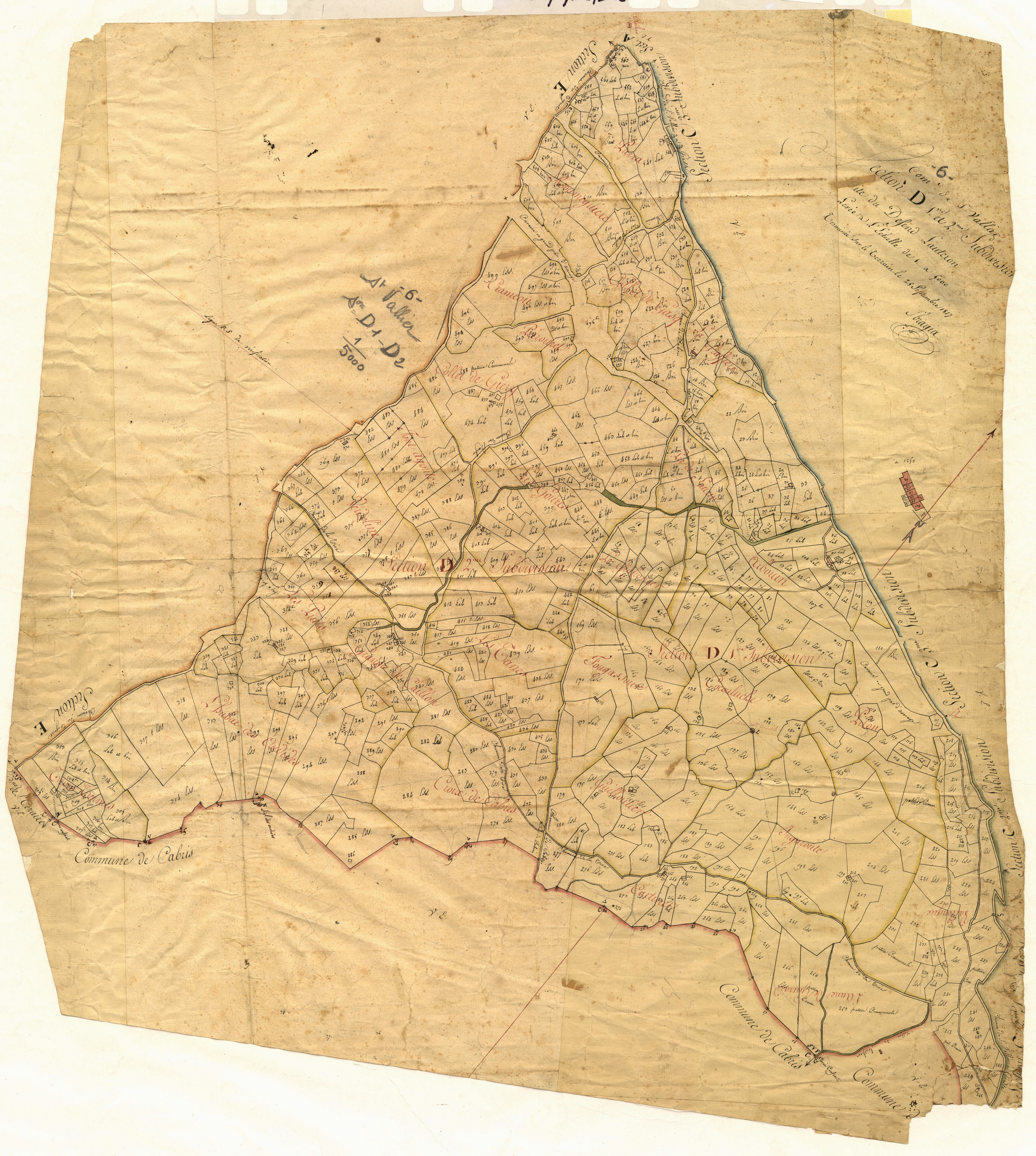 Le Defend Lauteron (1er et 2e subdivisions). - Plan de section, D1/D2