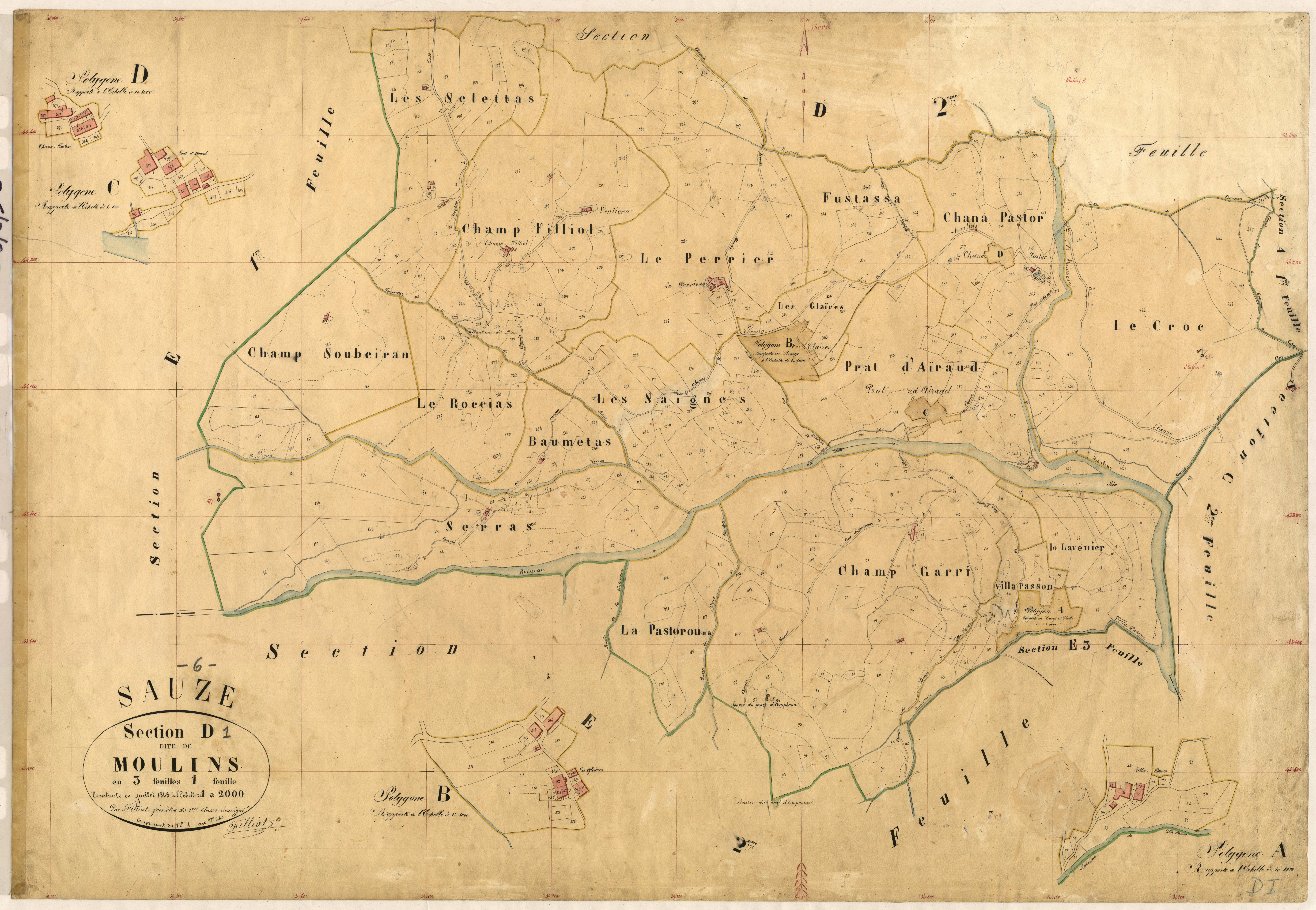 Moulins. - Plan de section, D1