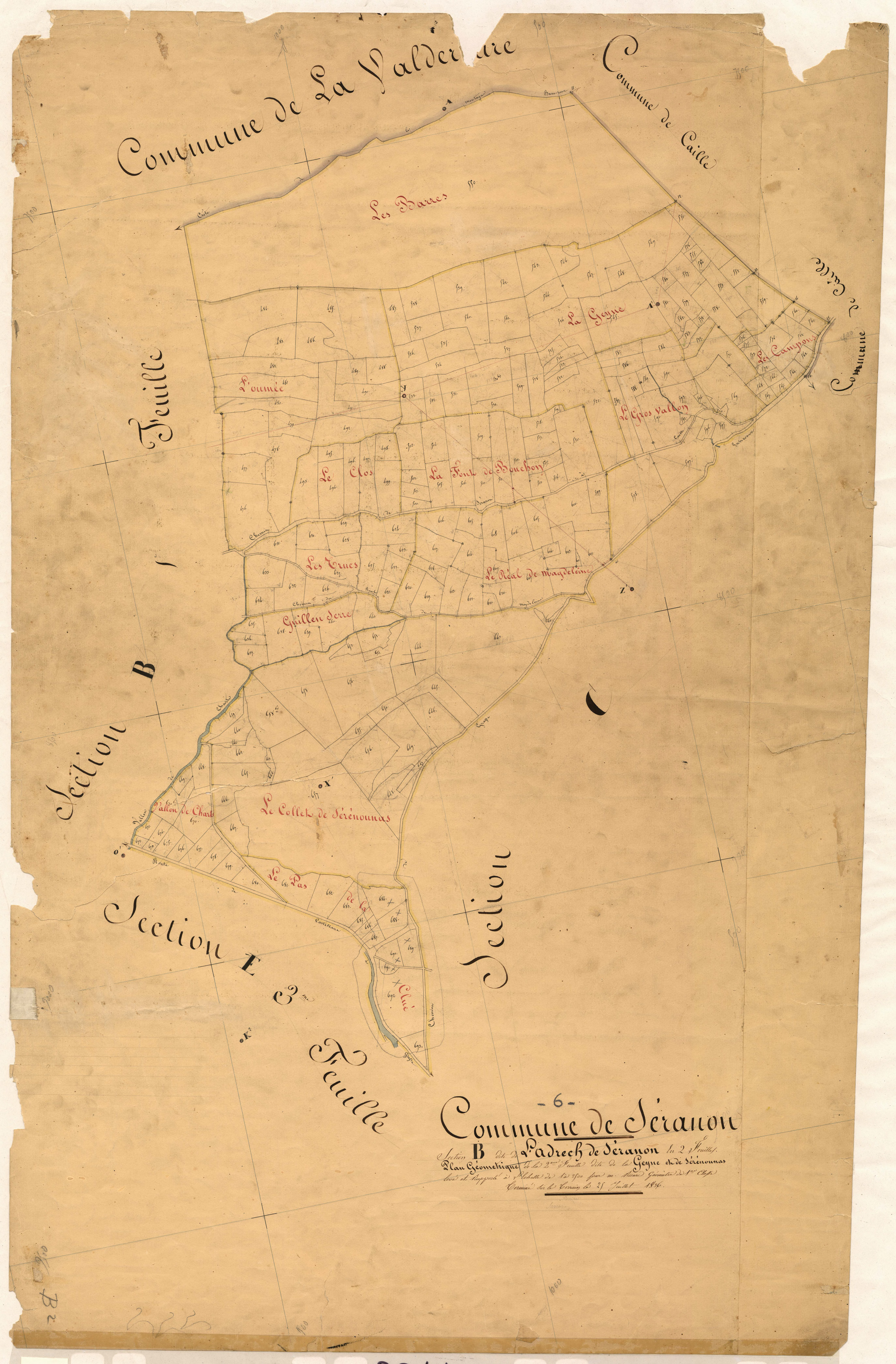 L'Adrech de Séranon, la Geyne et Sérénounas. - Plan de section, B2