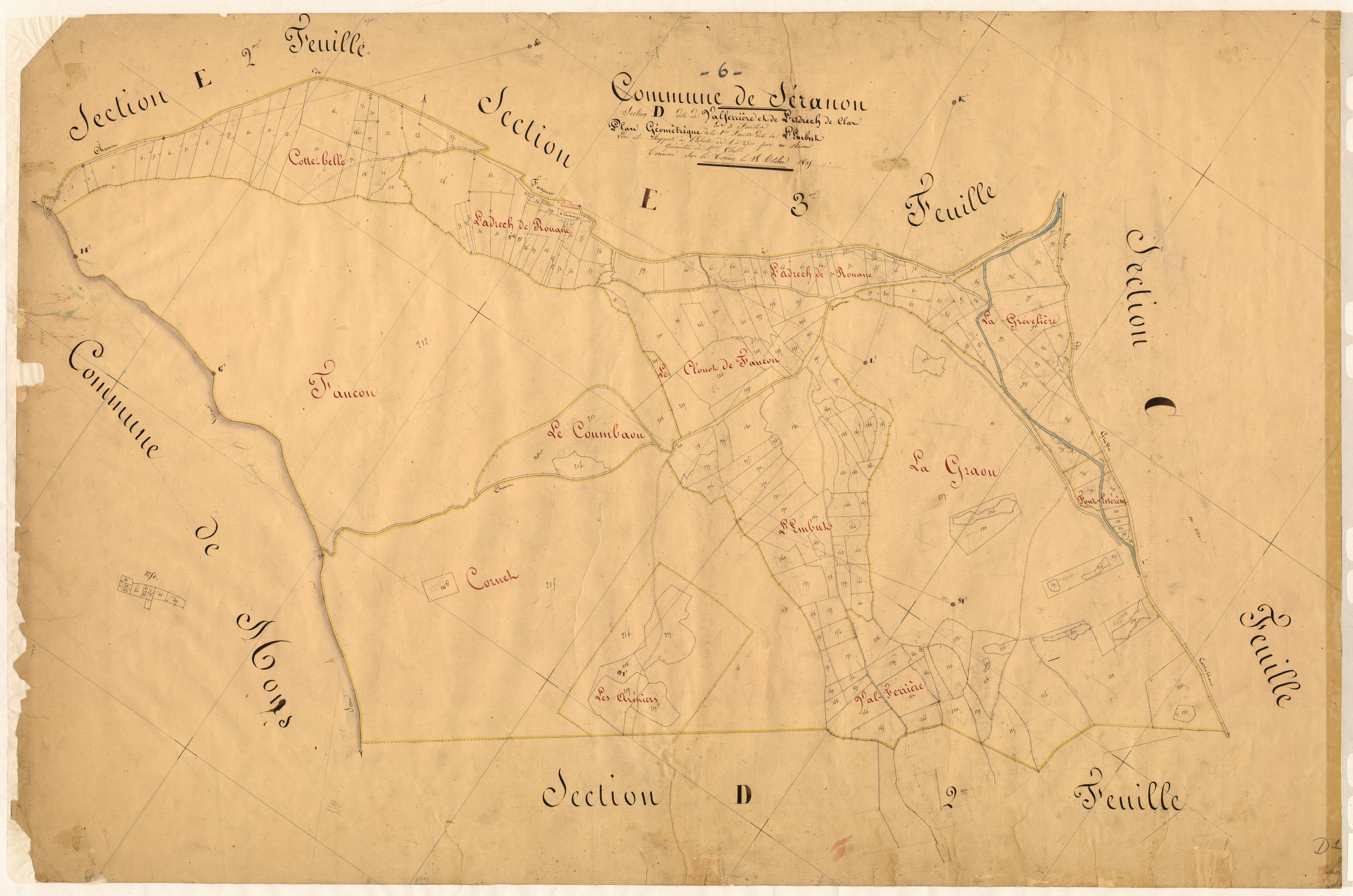 Valferrière et l'Adrech de Clar, l'Embut. - Plan de section, D1