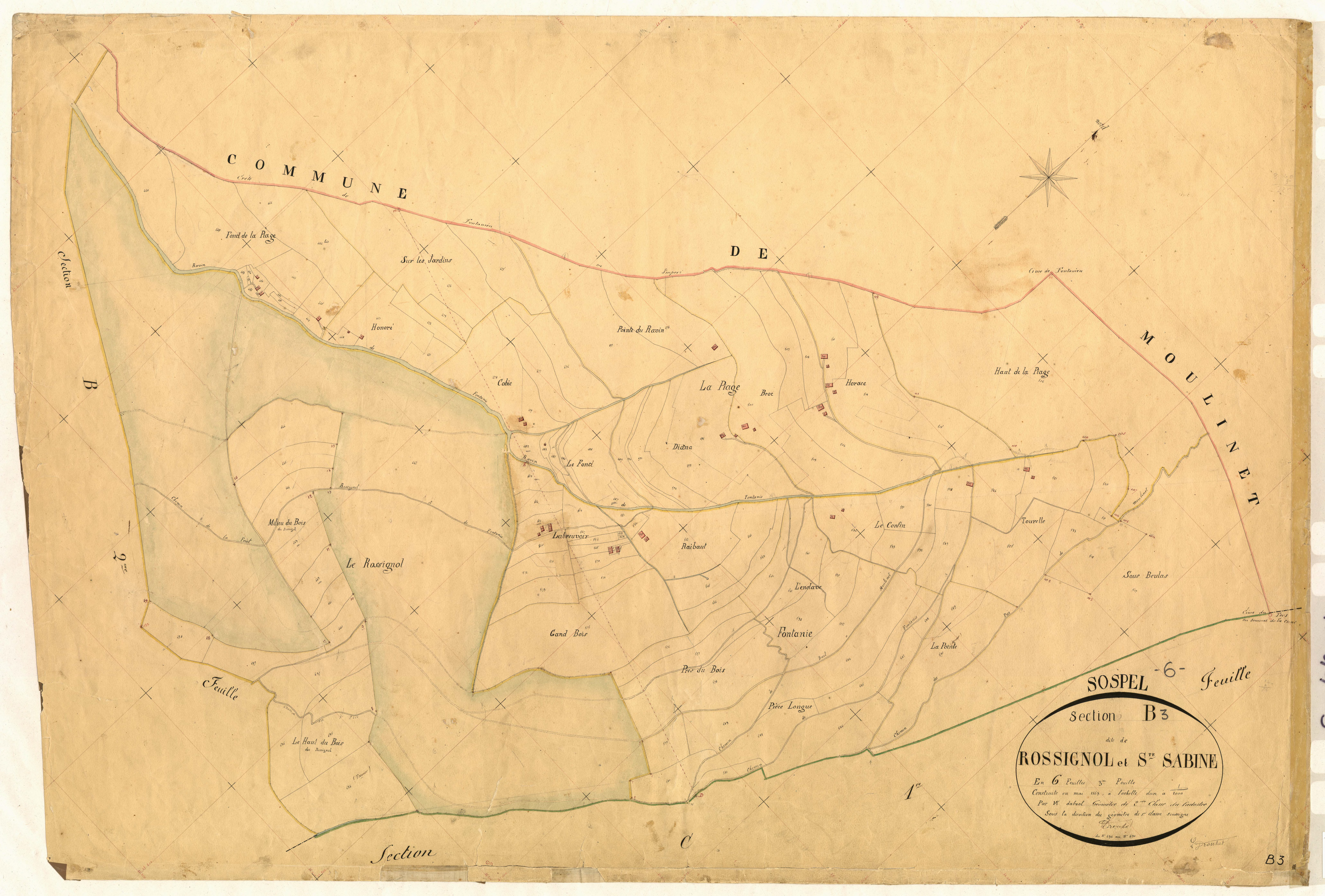 Rossignol et Sainte-Sabine. - Plan de section, B3