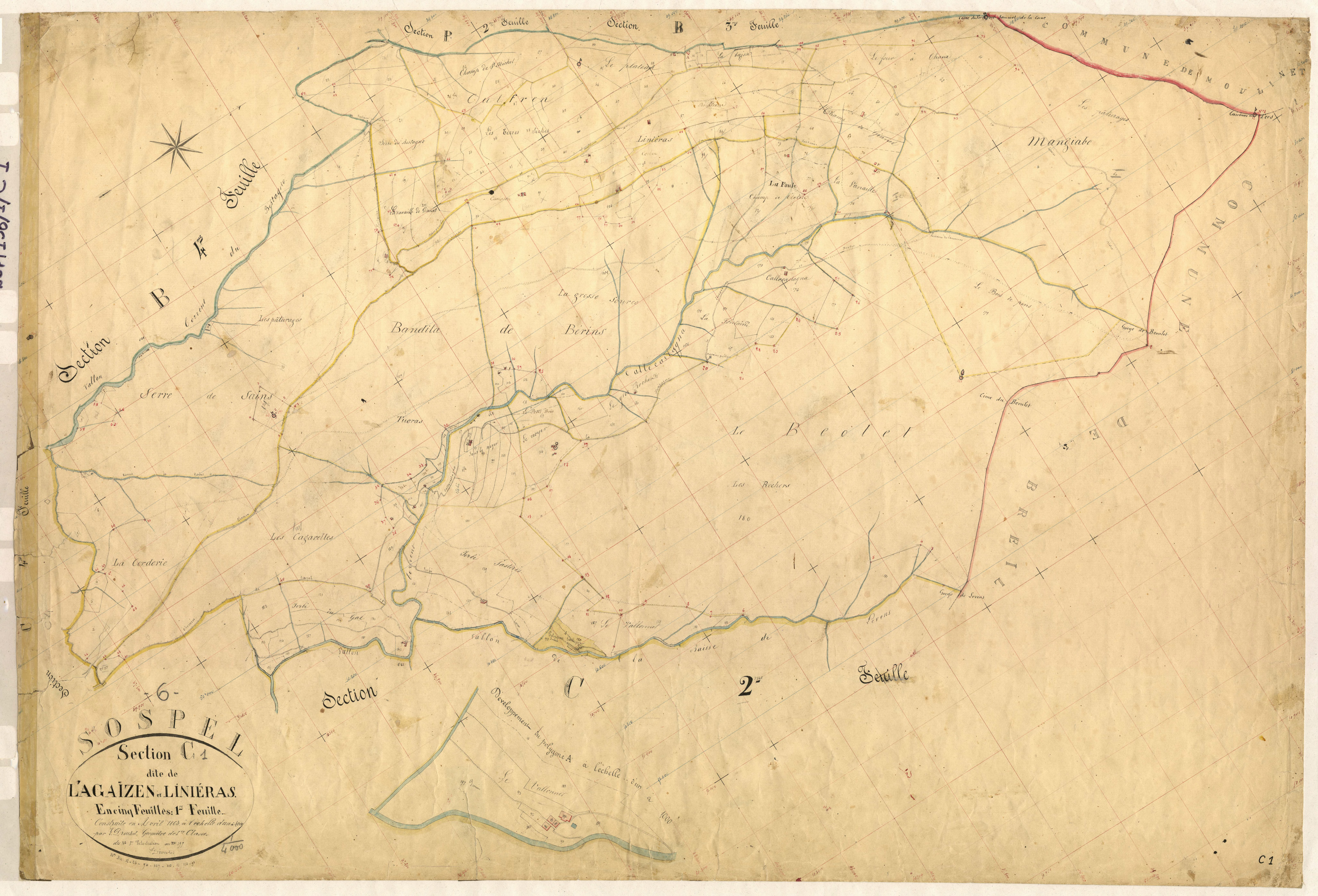 L'Agaïzen et Linieras. - Plan de section, C1
