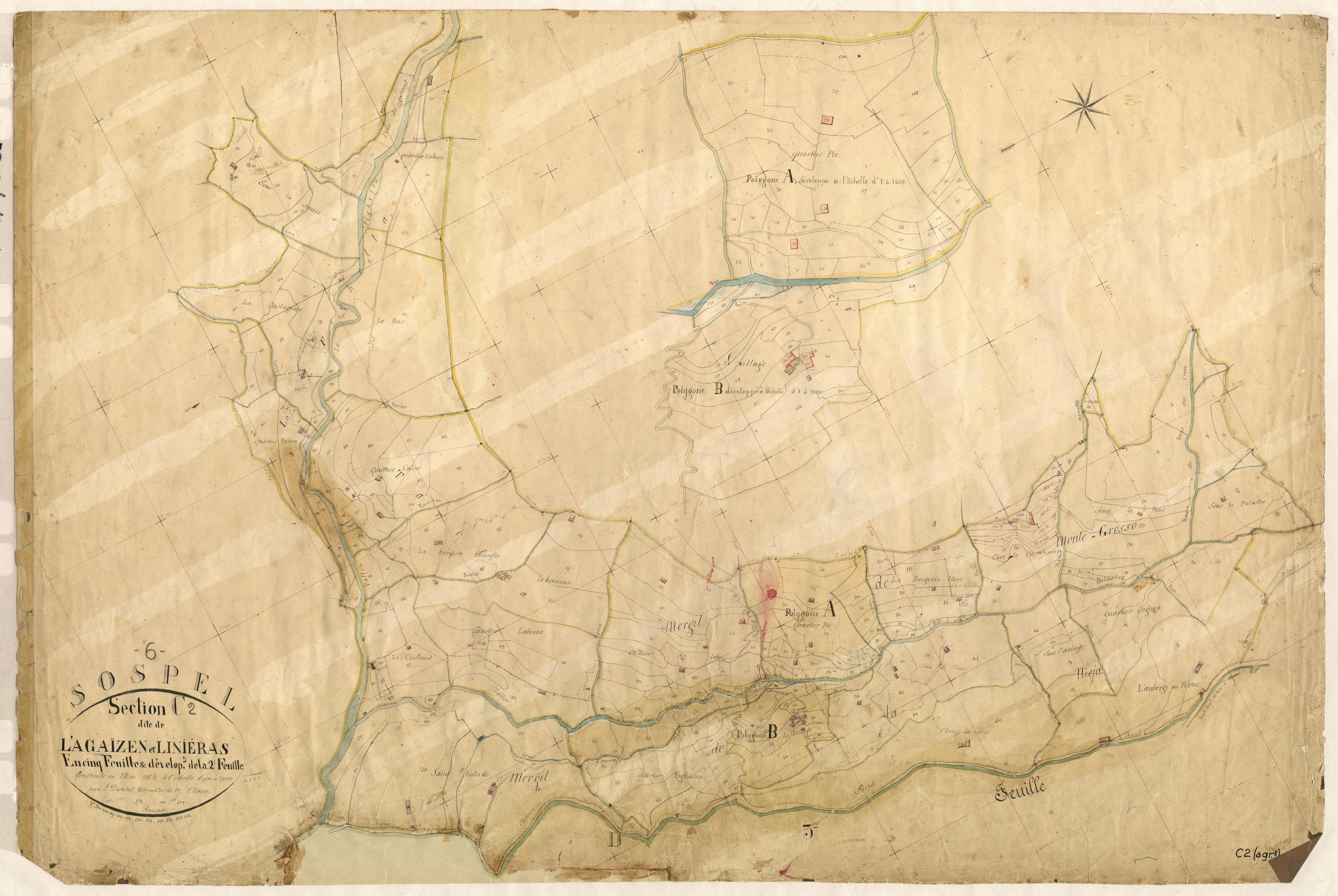 L'Agaïzen et Linieras (développement). - Plan de section, C2(d)