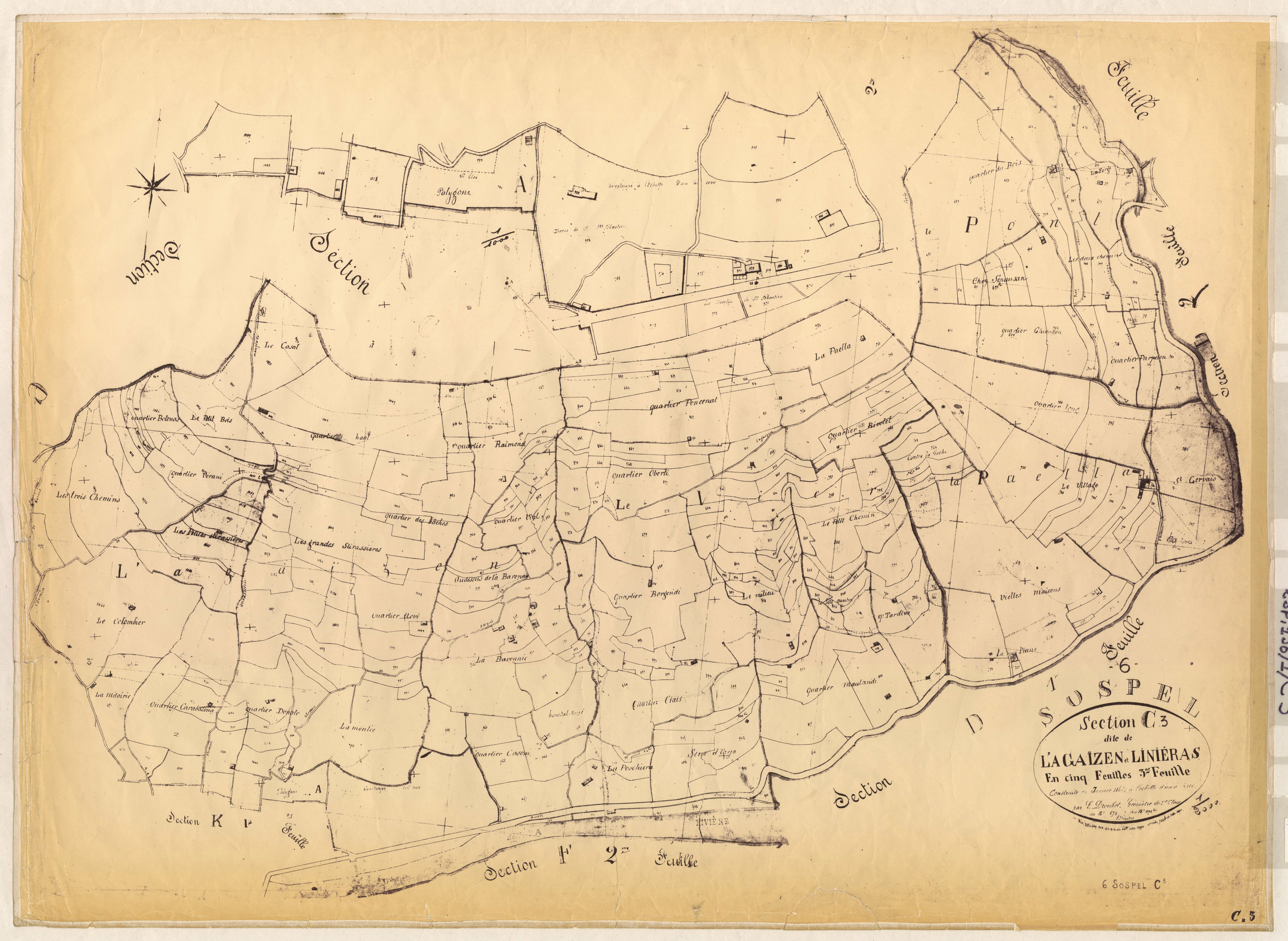 L'Agaïzen et Linieras. - Plan de section, C3