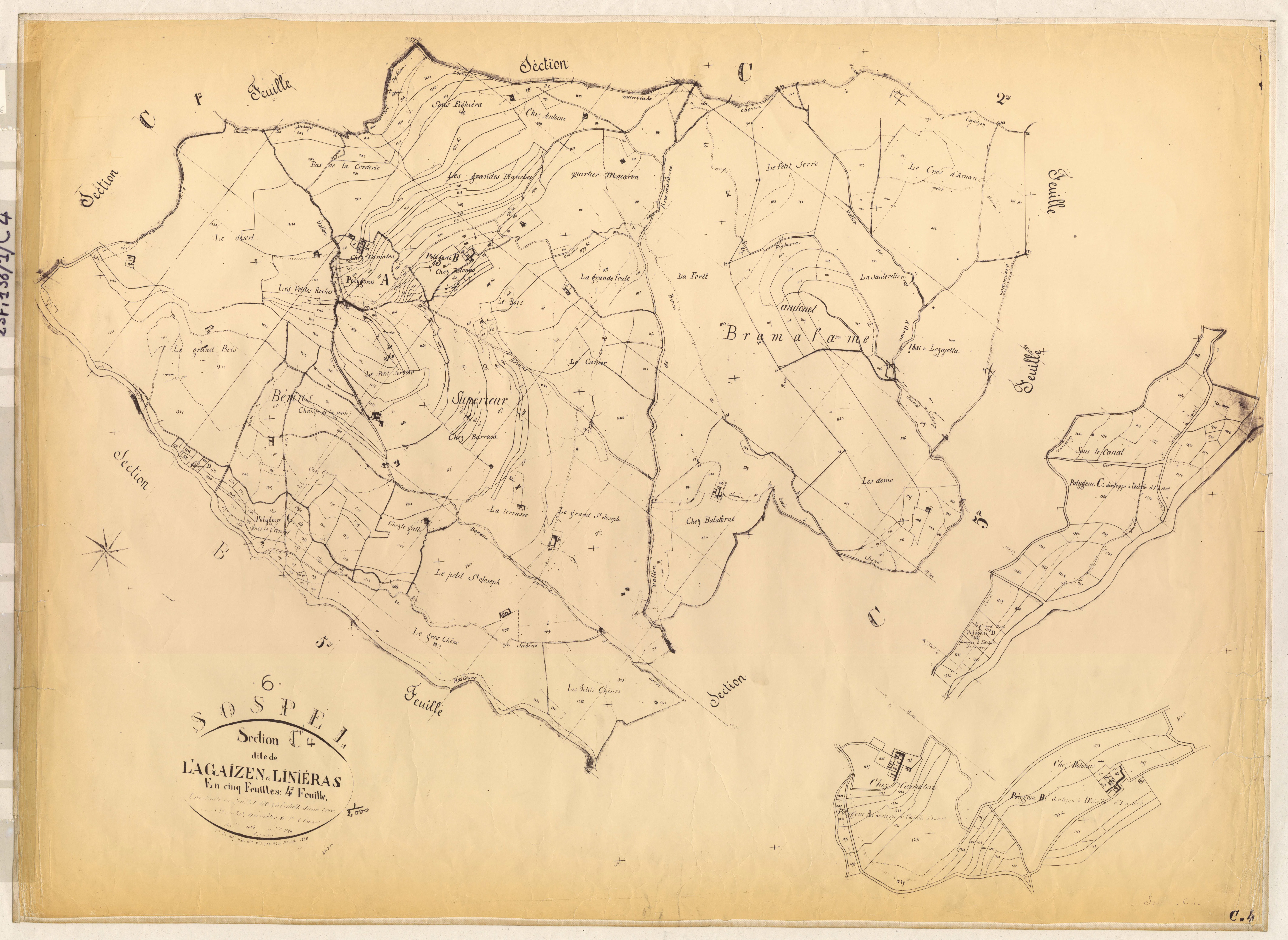 L'Agaïzen et Linieras. - Plan de section, C4